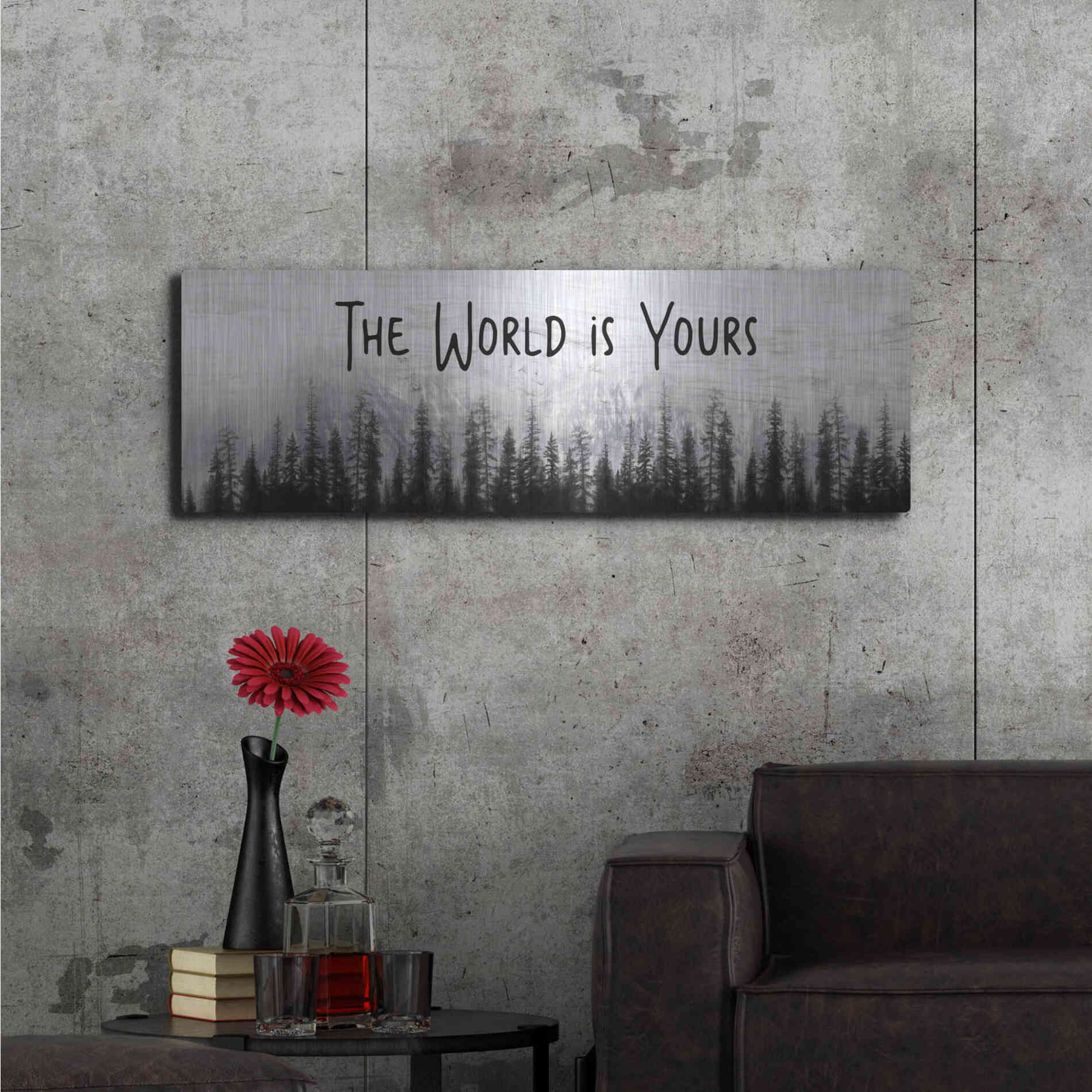 Luxe Metal Art 'The World is Yours' by Lori Deiter, Metal Wall Art,48x16