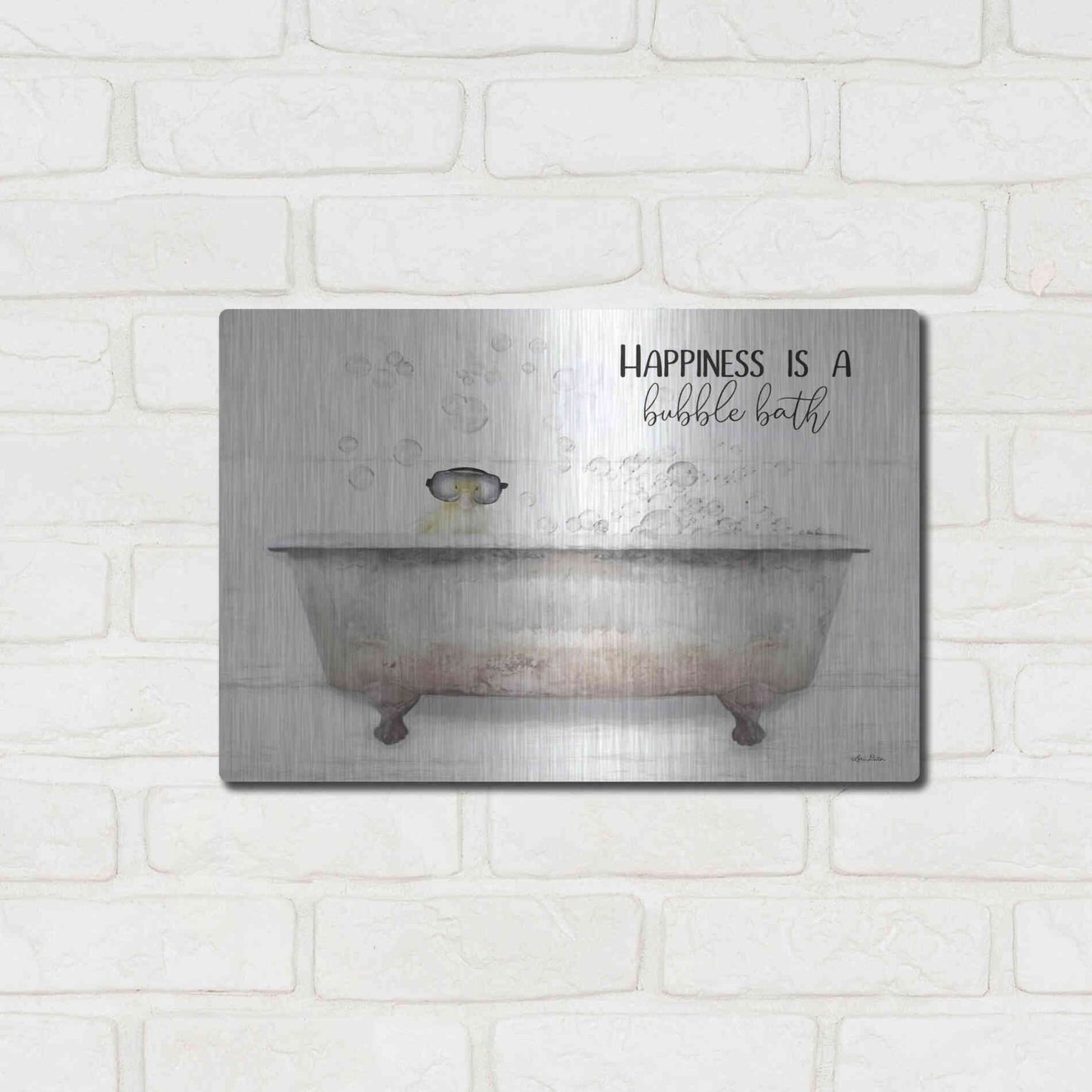 Luxe Metal Art 'Happiness Bubble Bath' by Lori Deiter, Metal Wall Art,16x12