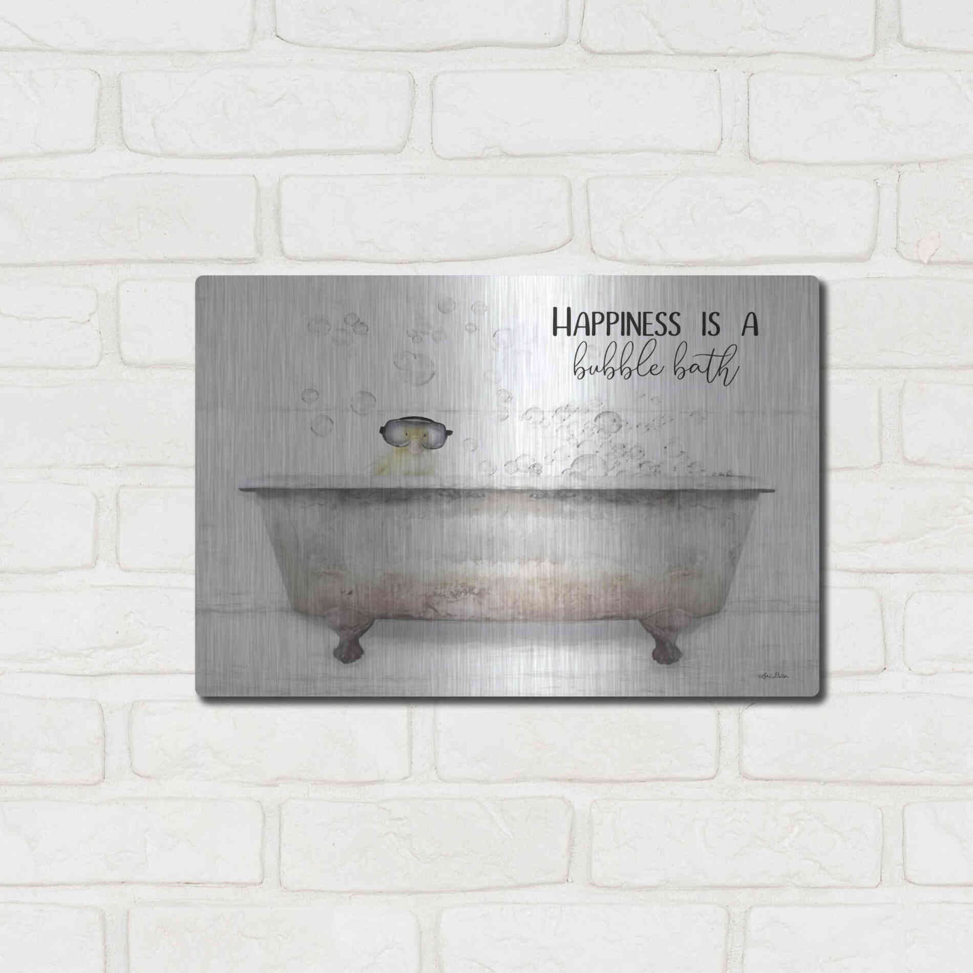 Luxe Metal Art 'Happiness Bubble Bath' by Lori Deiter, Metal Wall Art,16x12