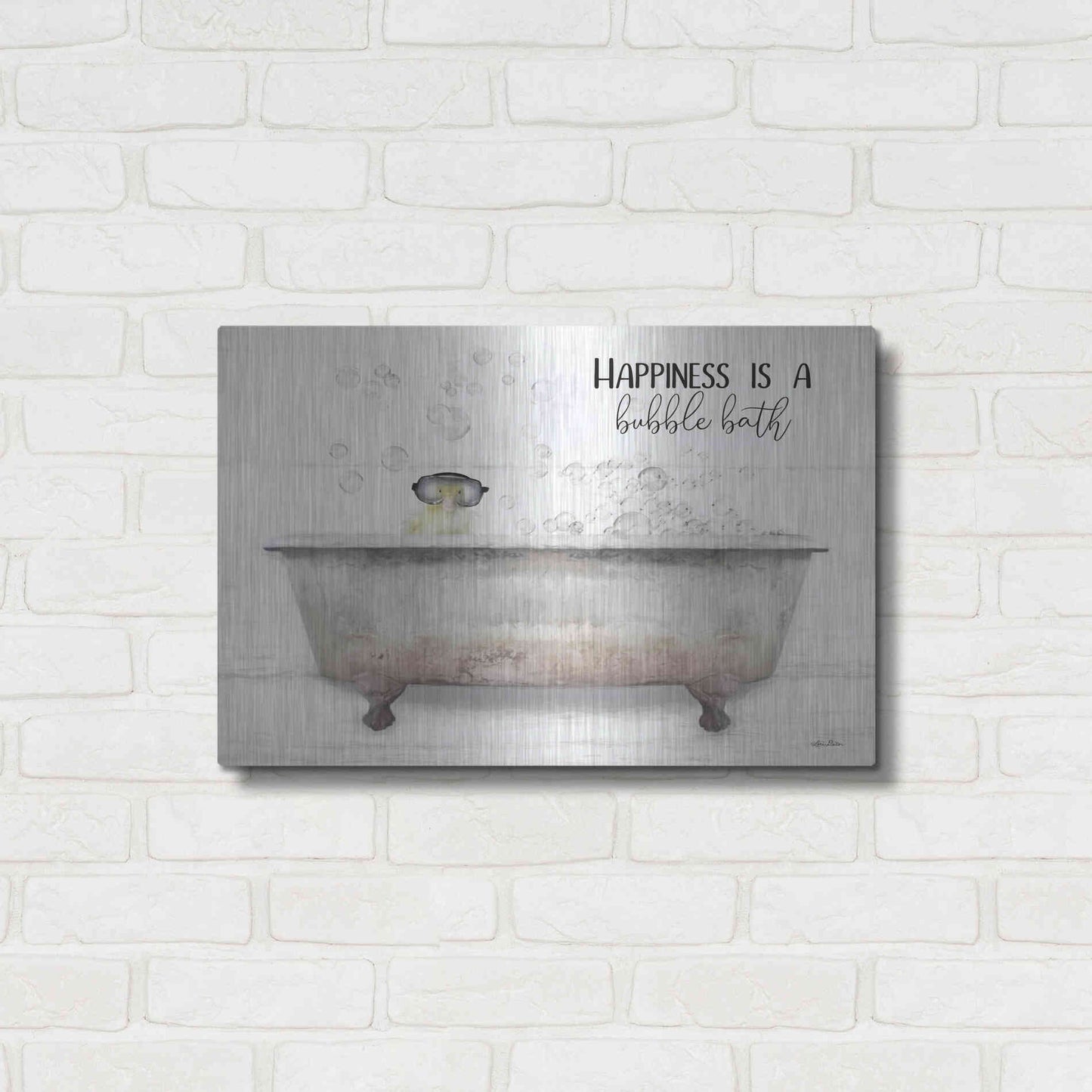 Luxe Metal Art 'Happiness Bubble Bath' by Lori Deiter, Metal Wall Art,24x16