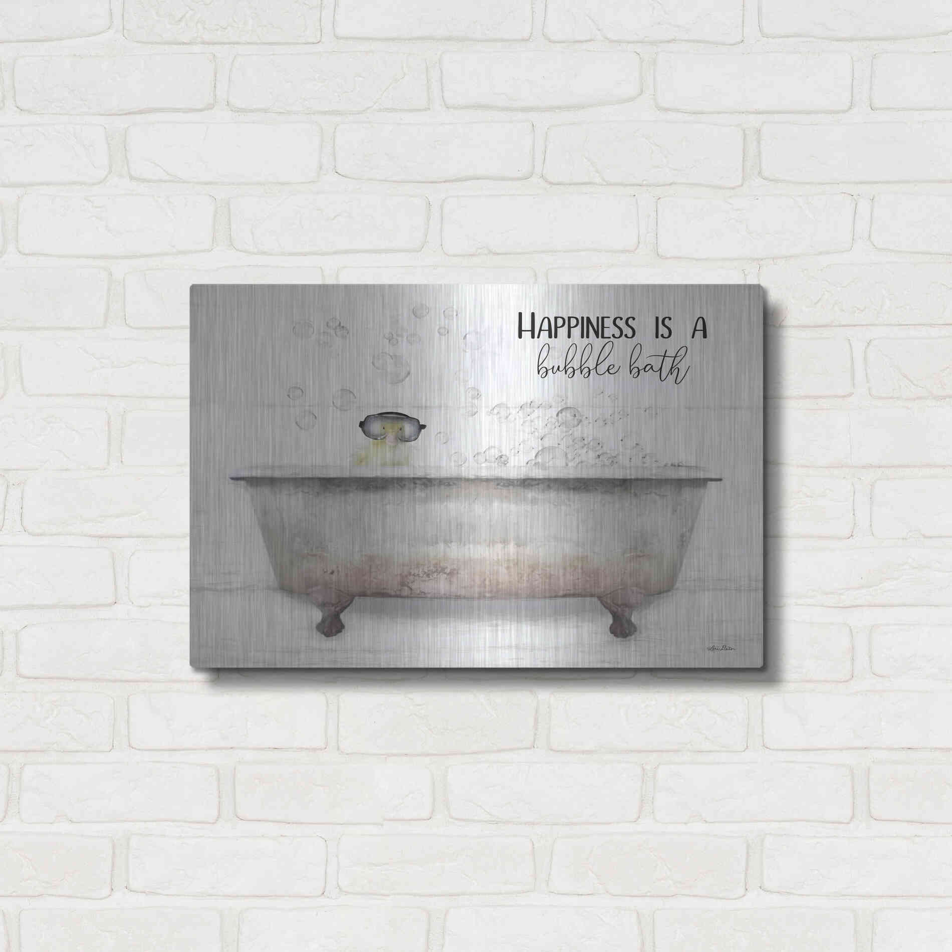 Luxe Metal Art 'Happiness Bubble Bath' by Lori Deiter, Metal Wall Art,24x16