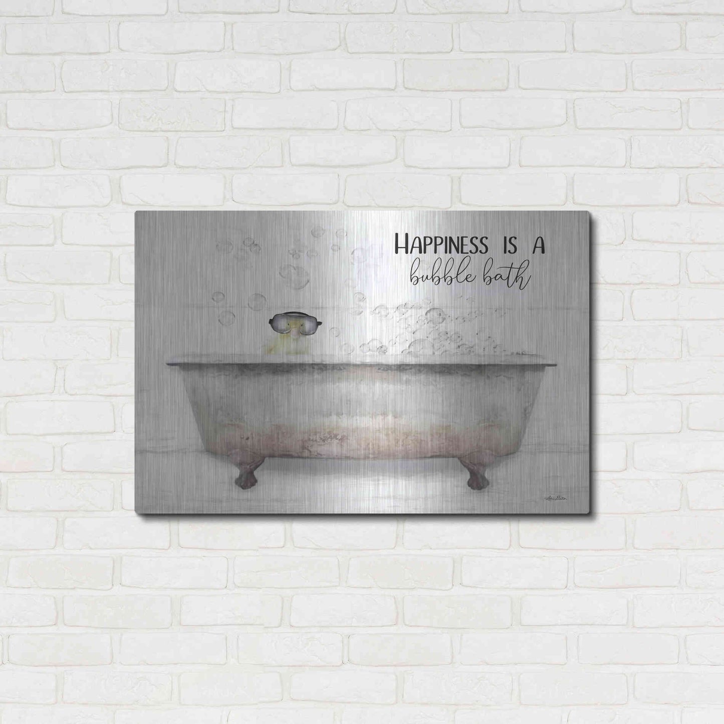 Luxe Metal Art 'Happiness Bubble Bath' by Lori Deiter, Metal Wall Art,36x24