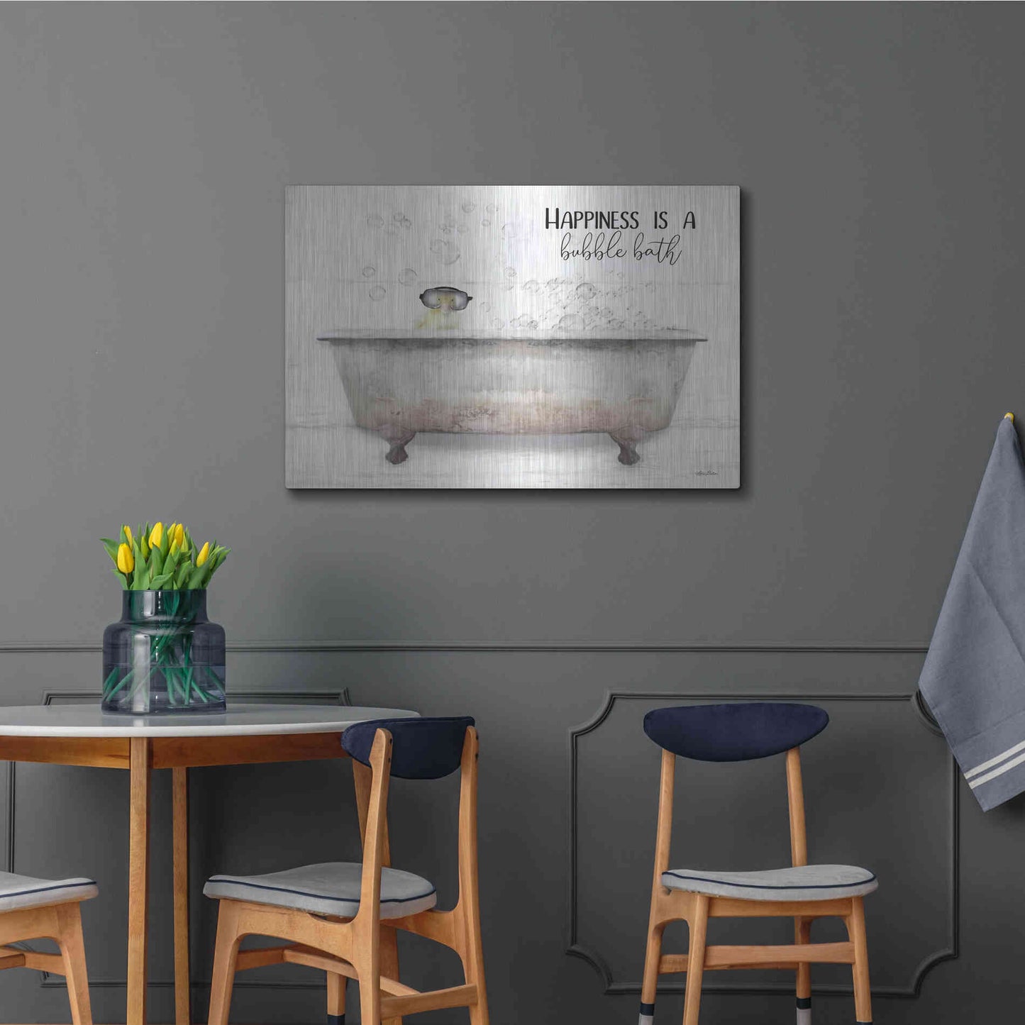 Luxe Metal Art 'Happiness Bubble Bath' by Lori Deiter, Metal Wall Art,36x24