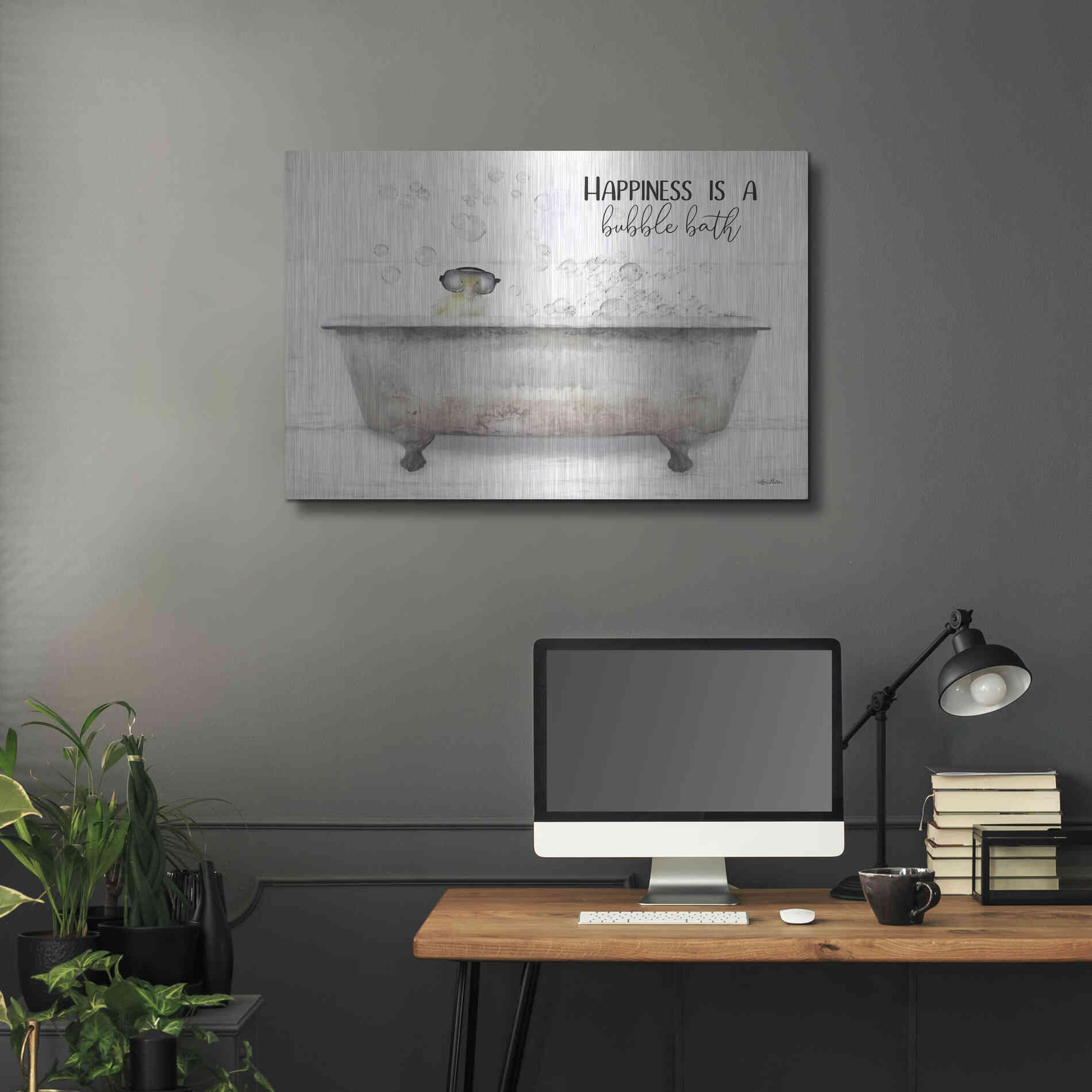 Luxe Metal Art 'Happiness Bubble Bath' by Lori Deiter, Metal Wall Art,36x24
