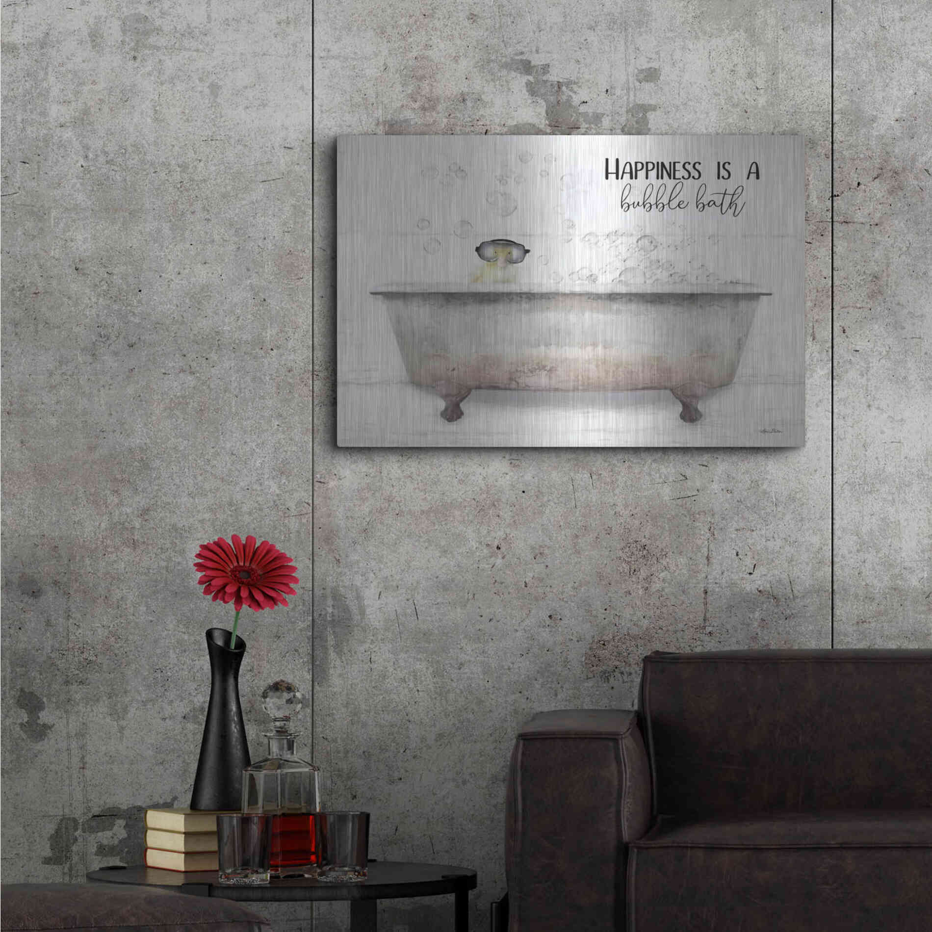 Luxe Metal Art 'Happiness Bubble Bath' by Lori Deiter, Metal Wall Art,36x24