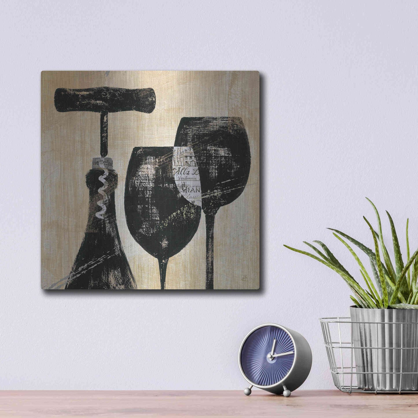 Luxe Metal Art 'Wine Selection II' by Daphne Brissonet, Metal Wall Art,12x12
