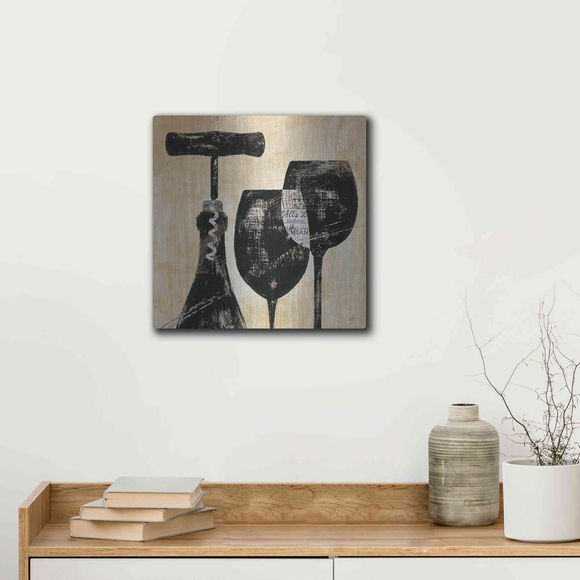 Luxe Metal Art 'Wine Selection II' by Daphne Brissonet, Metal Wall Art,12x12