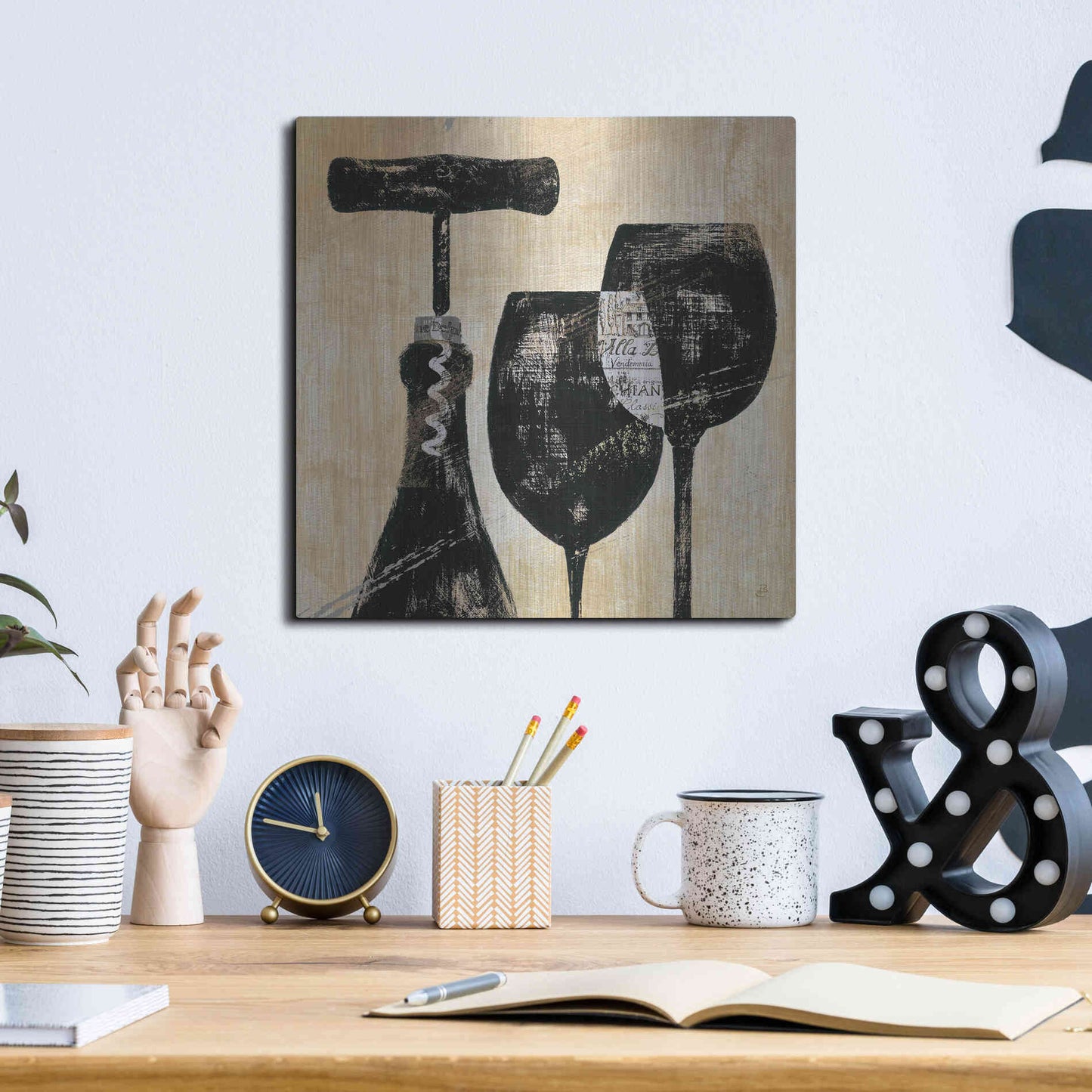 Luxe Metal Art 'Wine Selection II' by Daphne Brissonet, Metal Wall Art,12x12