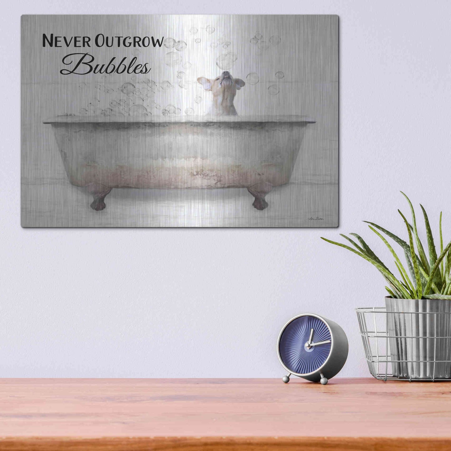 Luxe Metal Art 'Never Outgrow Bubbles' by Lori Deiter, Metal Wall Art,16x12