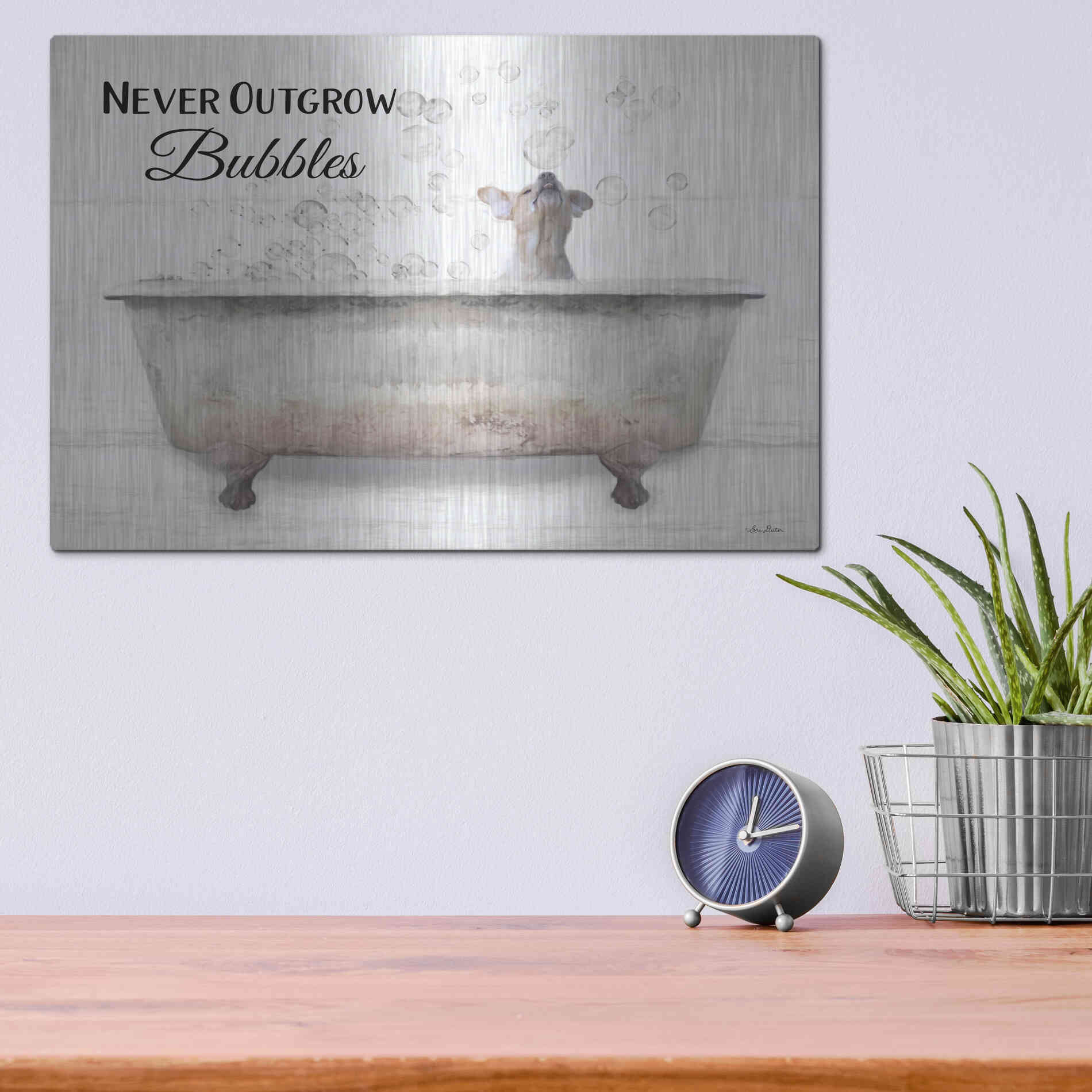 Luxe Metal Art 'Never Outgrow Bubbles' by Lori Deiter, Metal Wall Art,16x12