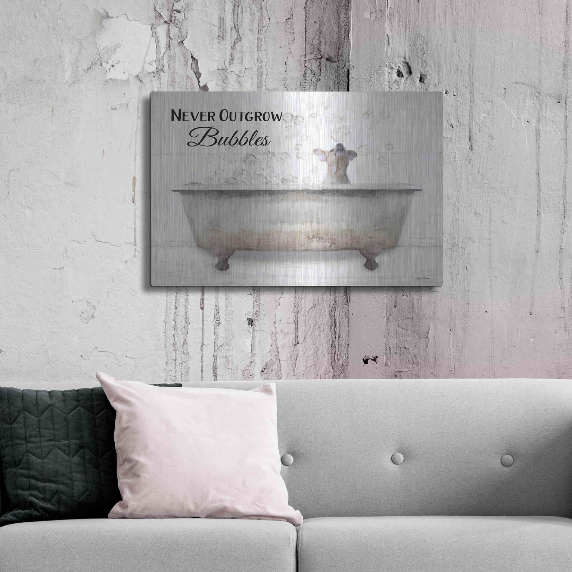 Luxe Metal Art 'Never Outgrow Bubbles' by Lori Deiter, Metal Wall Art,36x24