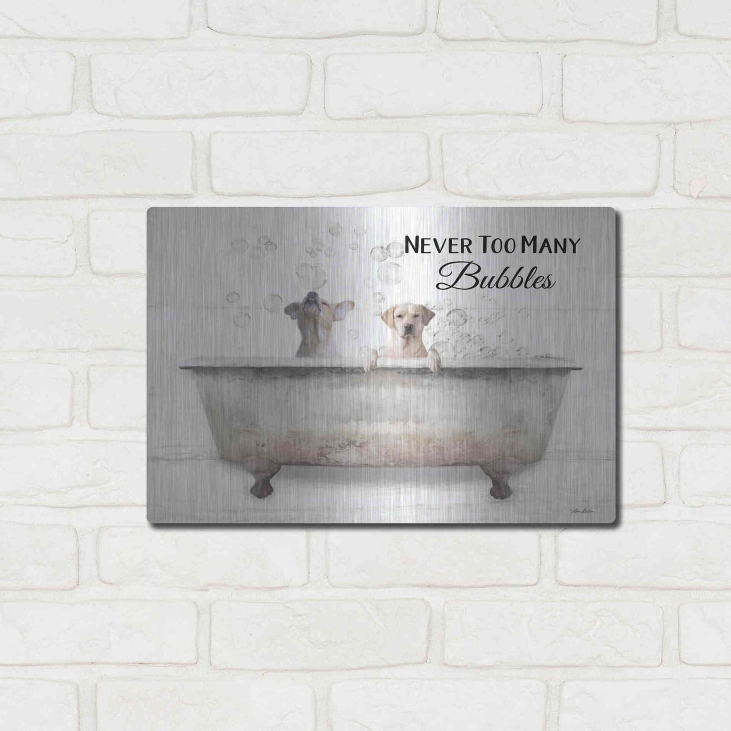 Luxe Metal Art 'Never Too Many Bubbles' by Lori Deiter, Metal Wall Art,16x12