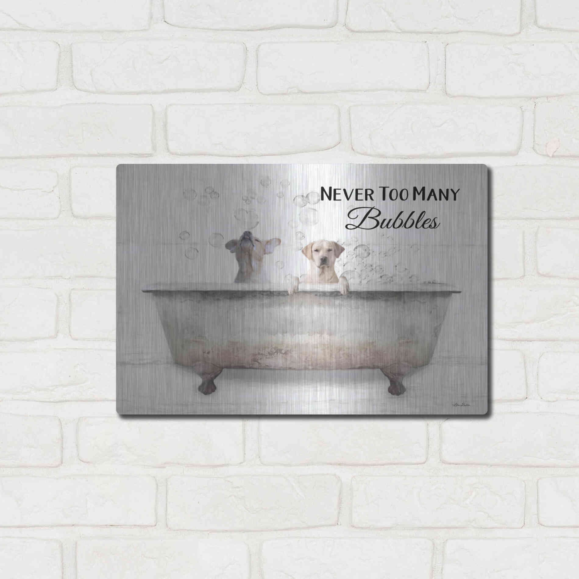 Luxe Metal Art 'Never Too Many Bubbles' by Lori Deiter, Metal Wall Art,16x12