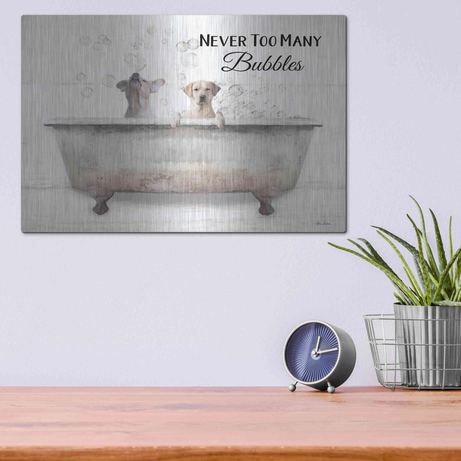 Luxe Metal Art 'Never Too Many Bubbles' by Lori Deiter, Metal Wall Art,16x12