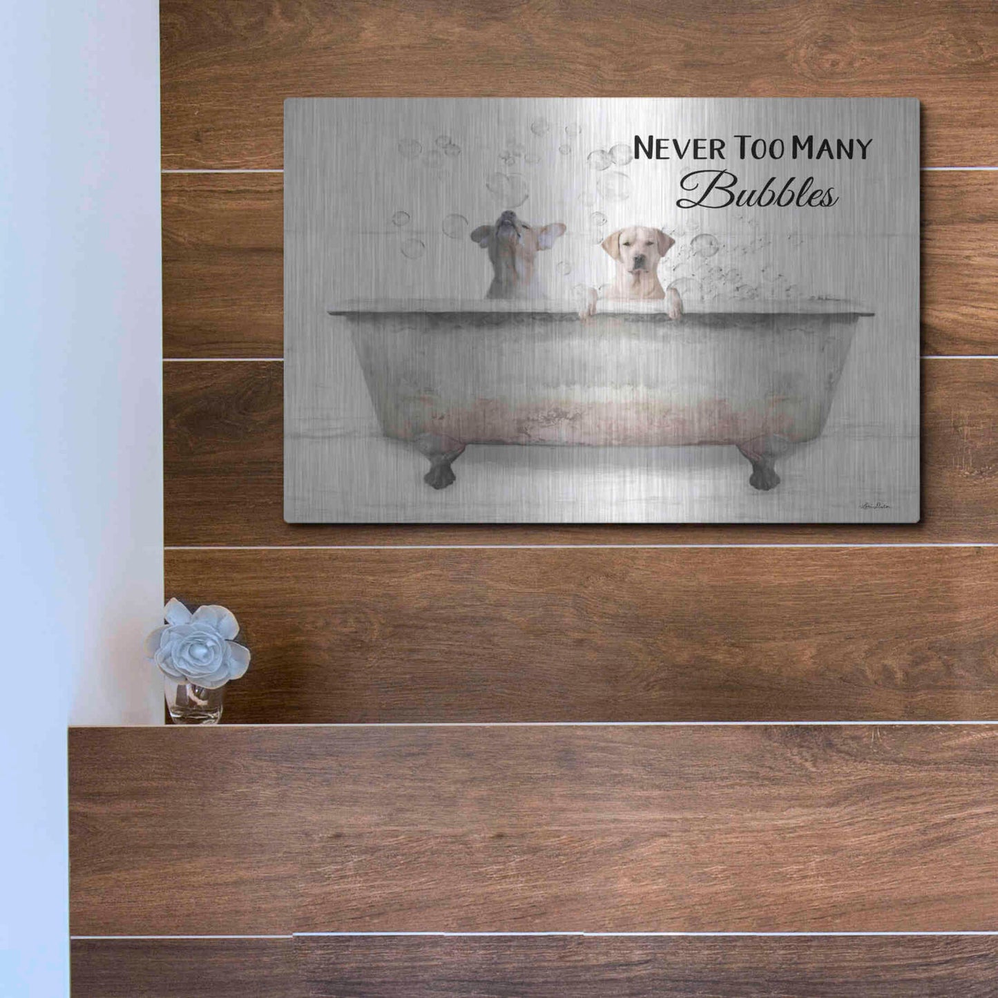 Luxe Metal Art 'Never Too Many Bubbles' by Lori Deiter, Metal Wall Art,16x12