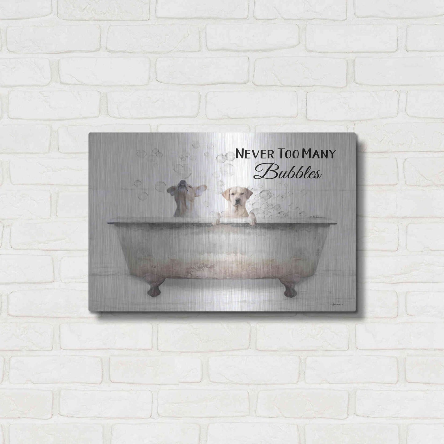 Luxe Metal Art 'Never Too Many Bubbles' by Lori Deiter, Metal Wall Art,24x16