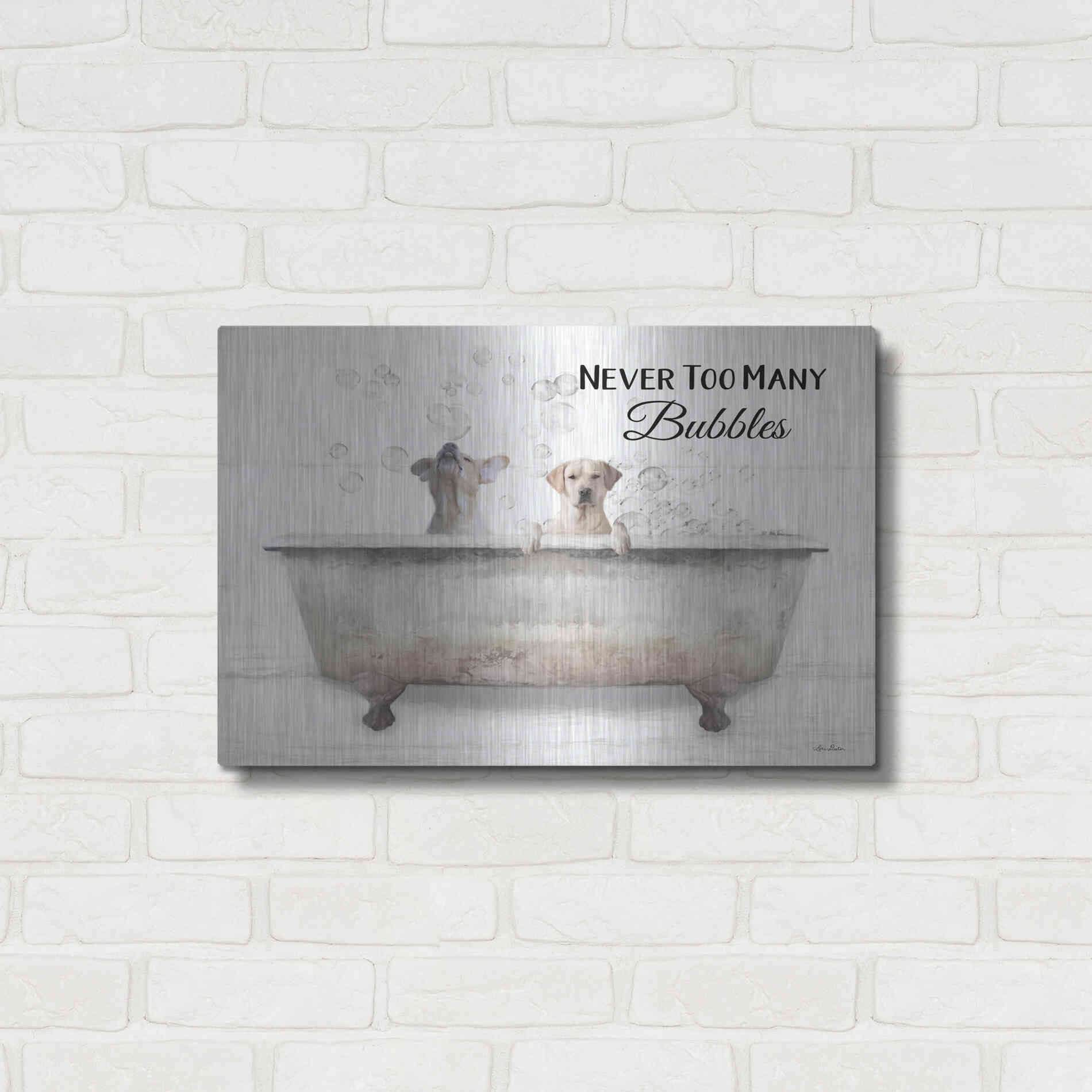 Luxe Metal Art 'Never Too Many Bubbles' by Lori Deiter, Metal Wall Art,24x16