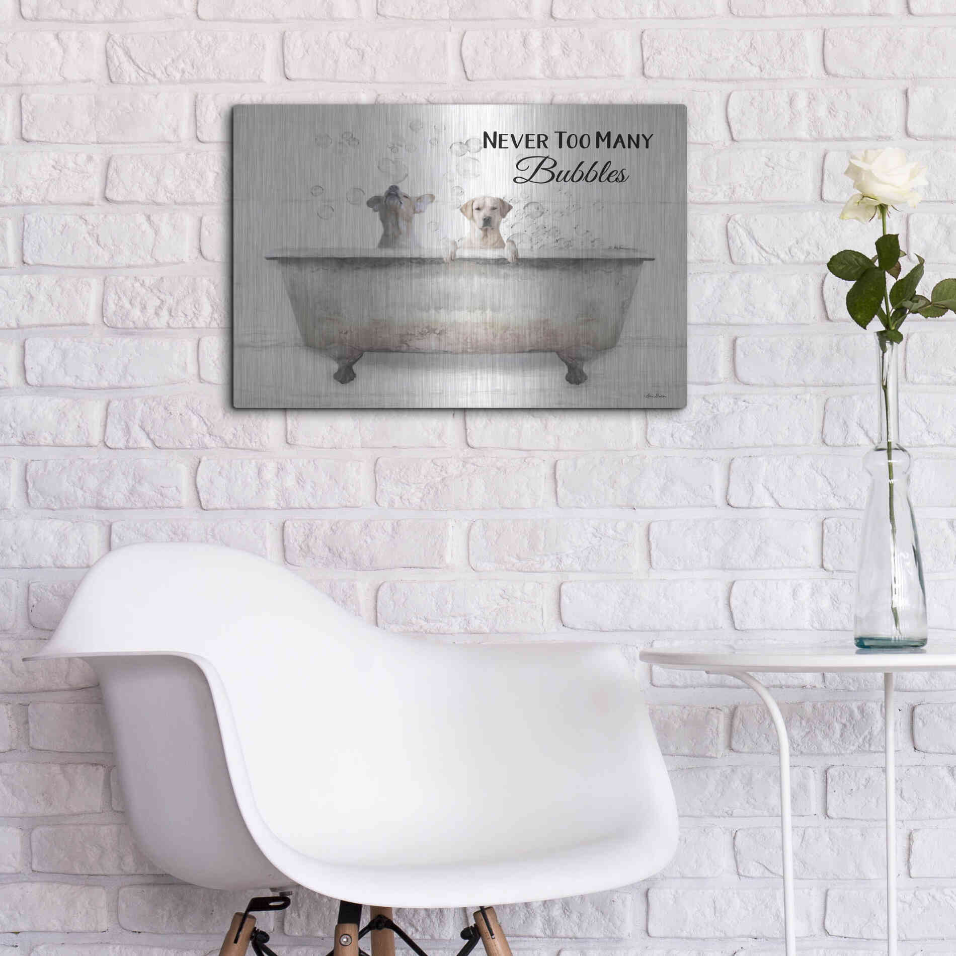 Luxe Metal Art 'Never Too Many Bubbles' by Lori Deiter, Metal Wall Art,24x16
