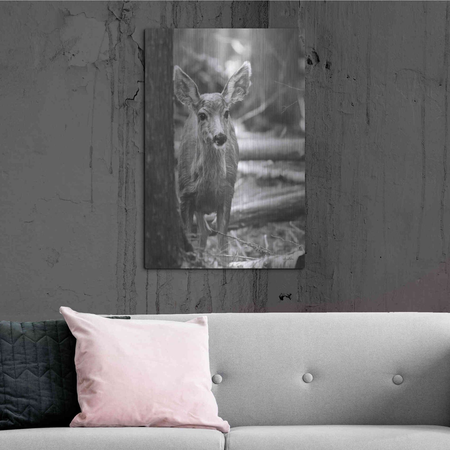 Luxe Metal Art 'Rocky Mountains Deer' by Lori Deiter, Metal Wall Art,24x36