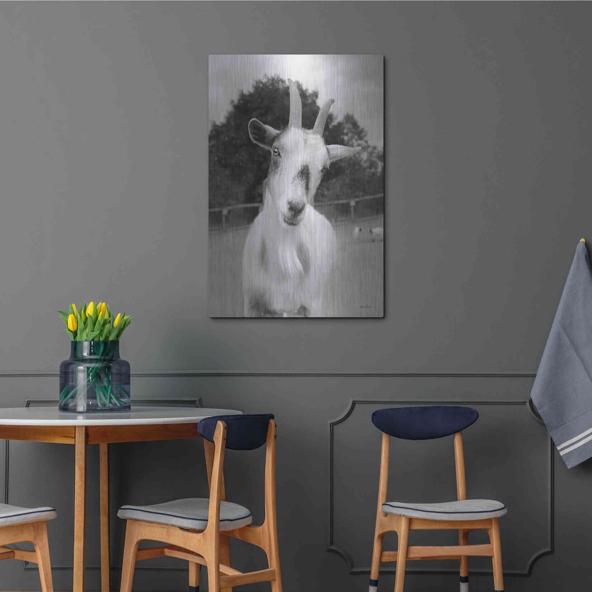 Luxe Metal Art 'Lake Tobias Goat II' by Lori Deiter, Metal Wall Art,24x36