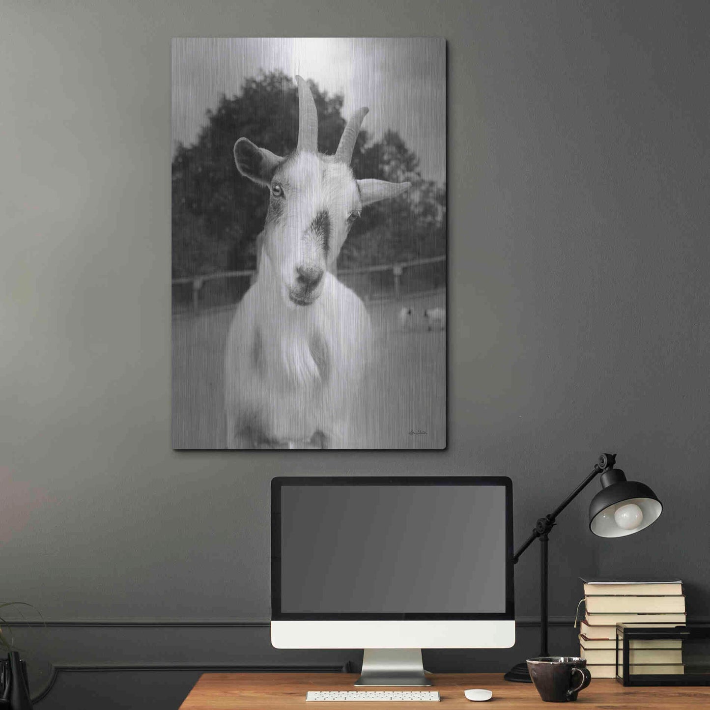 Luxe Metal Art 'Lake Tobias Goat II' by Lori Deiter, Metal Wall Art,24x36