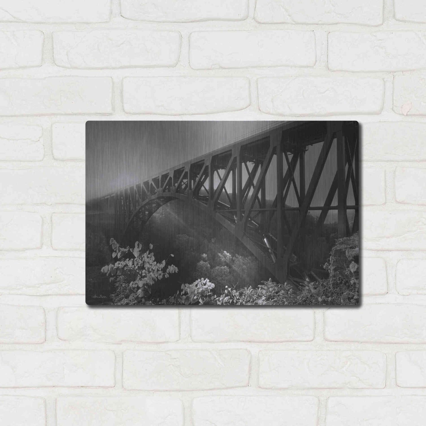 Luxe Metal Art 'Sunrise at Letchworth Black & White' by Lori Deiter, Metal Wall Art,16x12