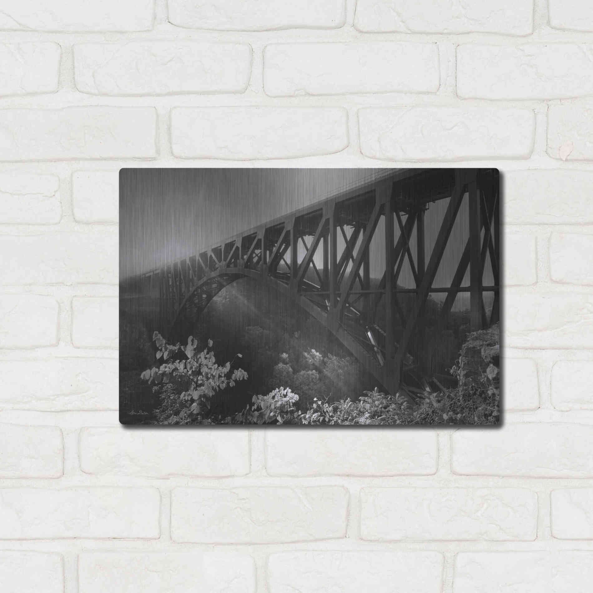 Luxe Metal Art 'Sunrise at Letchworth Black & White' by Lori Deiter, Metal Wall Art,16x12