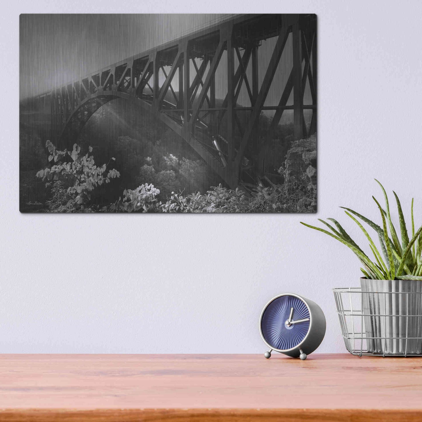 Luxe Metal Art 'Sunrise at Letchworth Black & White' by Lori Deiter, Metal Wall Art,16x12