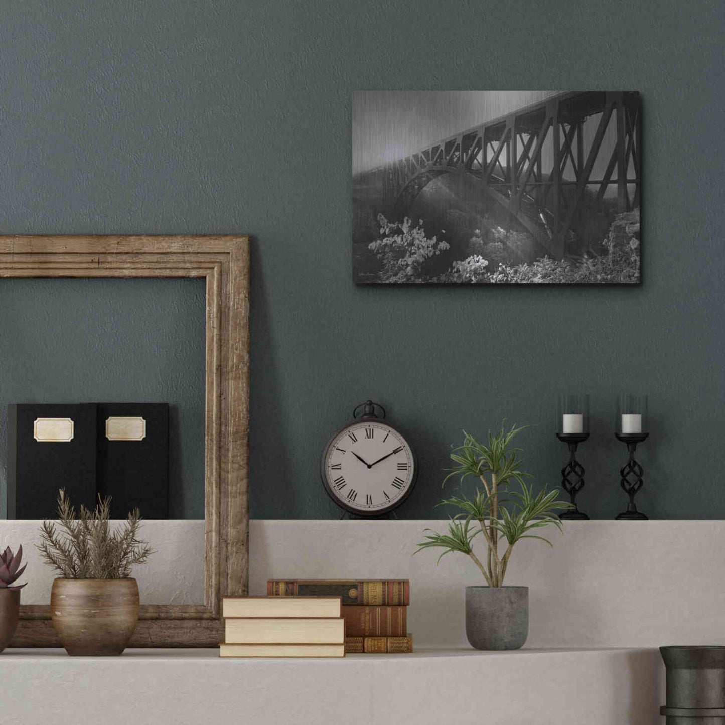Luxe Metal Art 'Sunrise at Letchworth Black & White' by Lori Deiter, Metal Wall Art,16x12