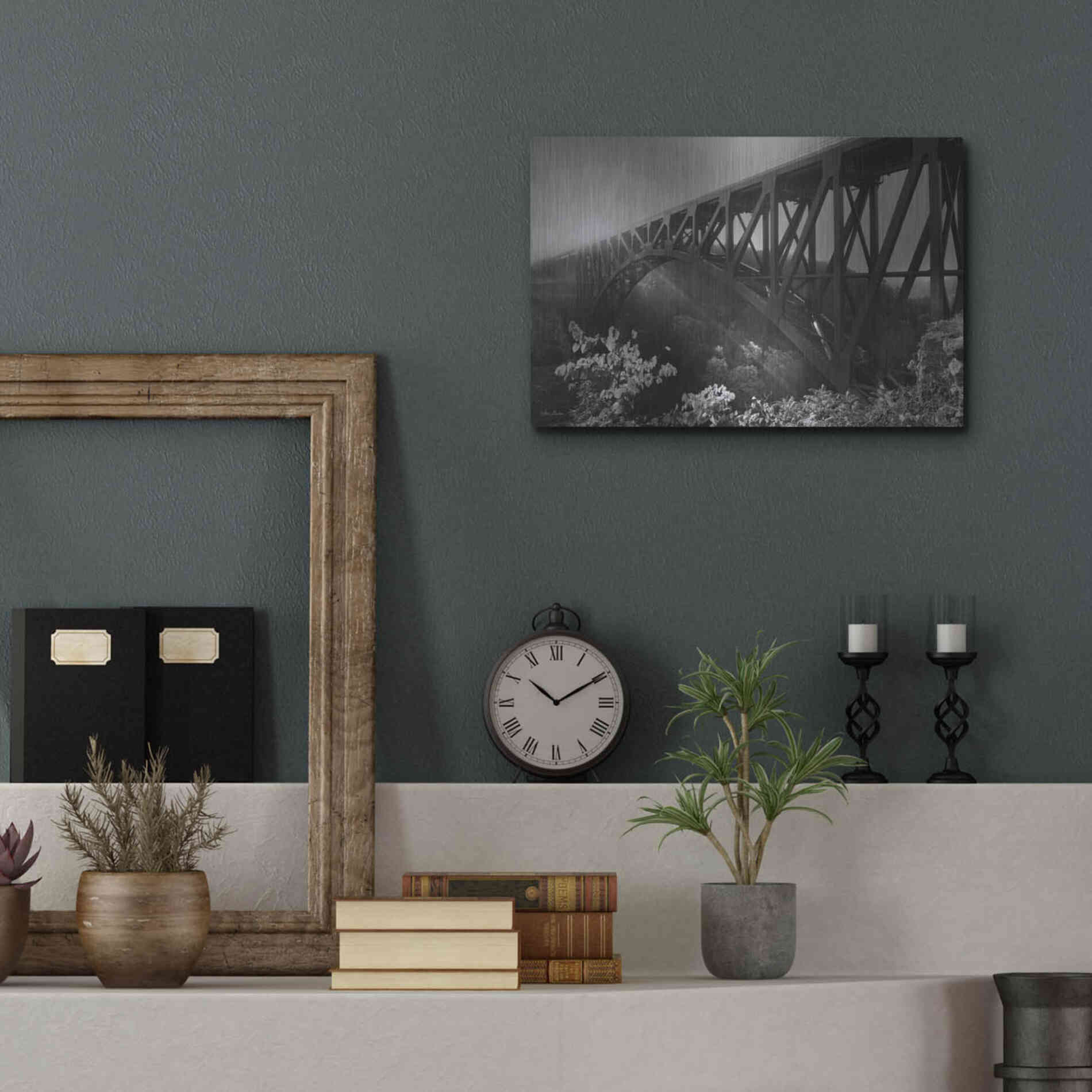 Luxe Metal Art 'Sunrise at Letchworth Black & White' by Lori Deiter, Metal Wall Art,16x12
