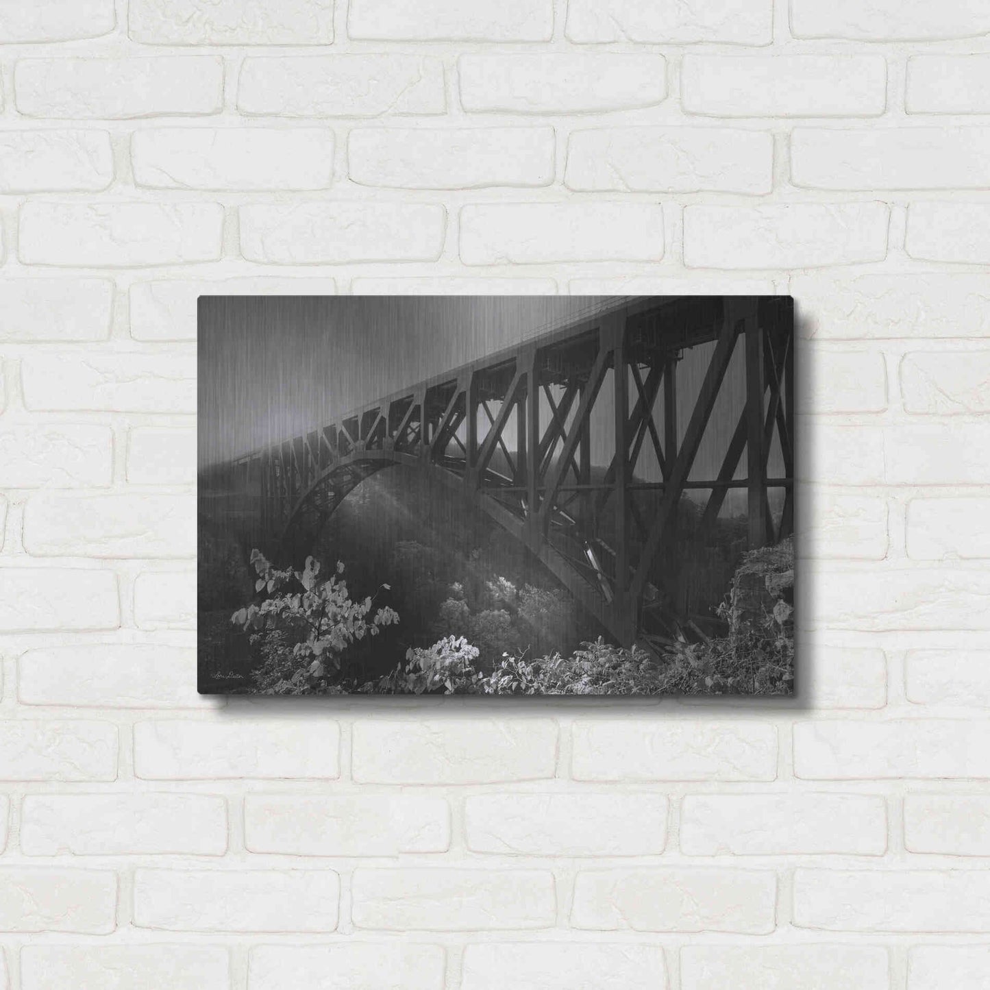 Luxe Metal Art 'Sunrise at Letchworth Black & White' by Lori Deiter, Metal Wall Art,24x16