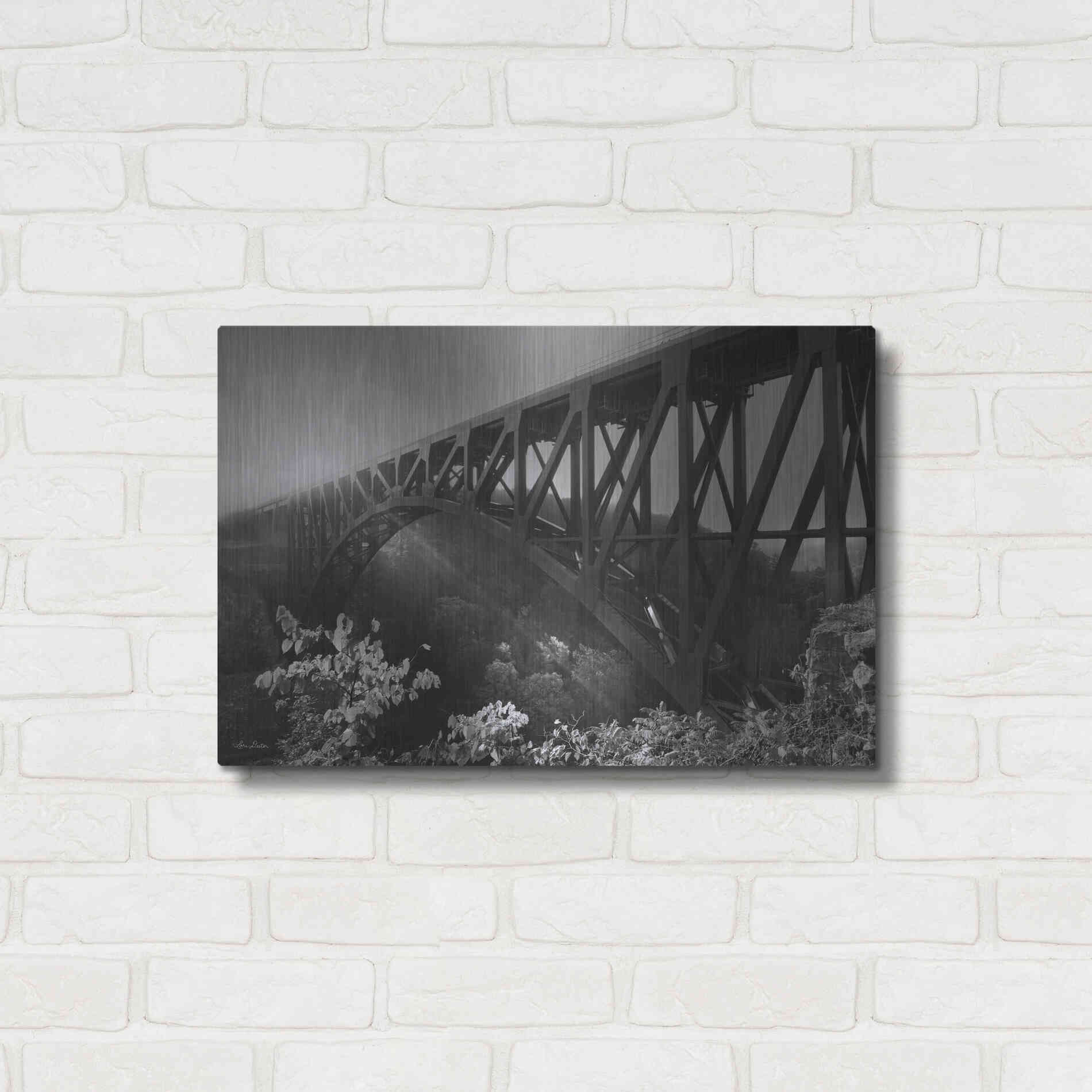Luxe Metal Art 'Sunrise at Letchworth Black & White' by Lori Deiter, Metal Wall Art,24x16