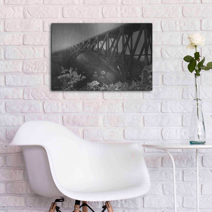 Luxe Metal Art 'Sunrise at Letchworth Black & White' by Lori Deiter, Metal Wall Art,24x16
