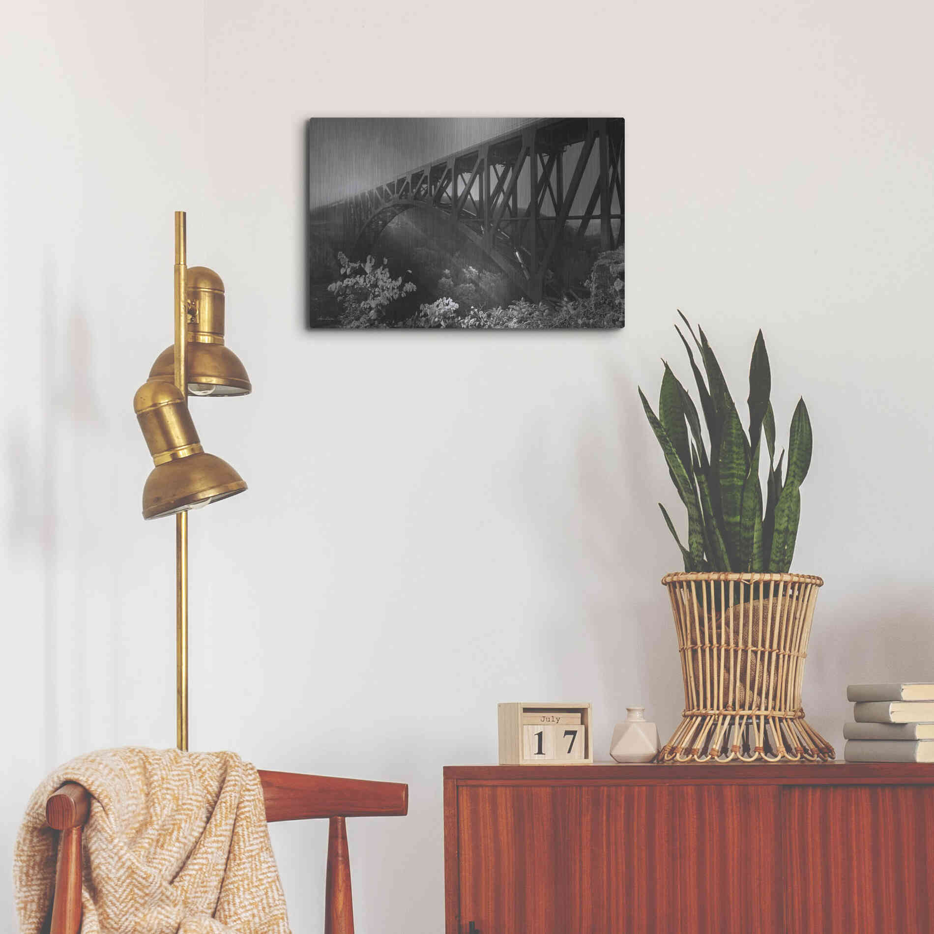Luxe Metal Art 'Sunrise at Letchworth Black & White' by Lori Deiter, Metal Wall Art,24x16