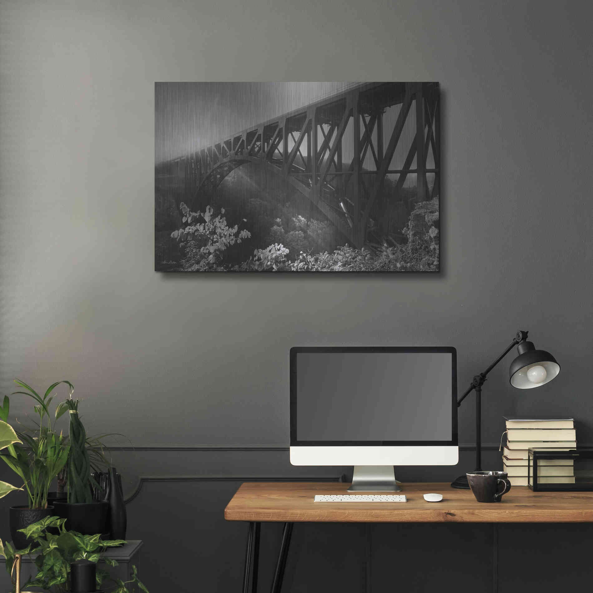 Luxe Metal Art 'Sunrise at Letchworth Black & White' by Lori Deiter, Metal Wall Art,36x24