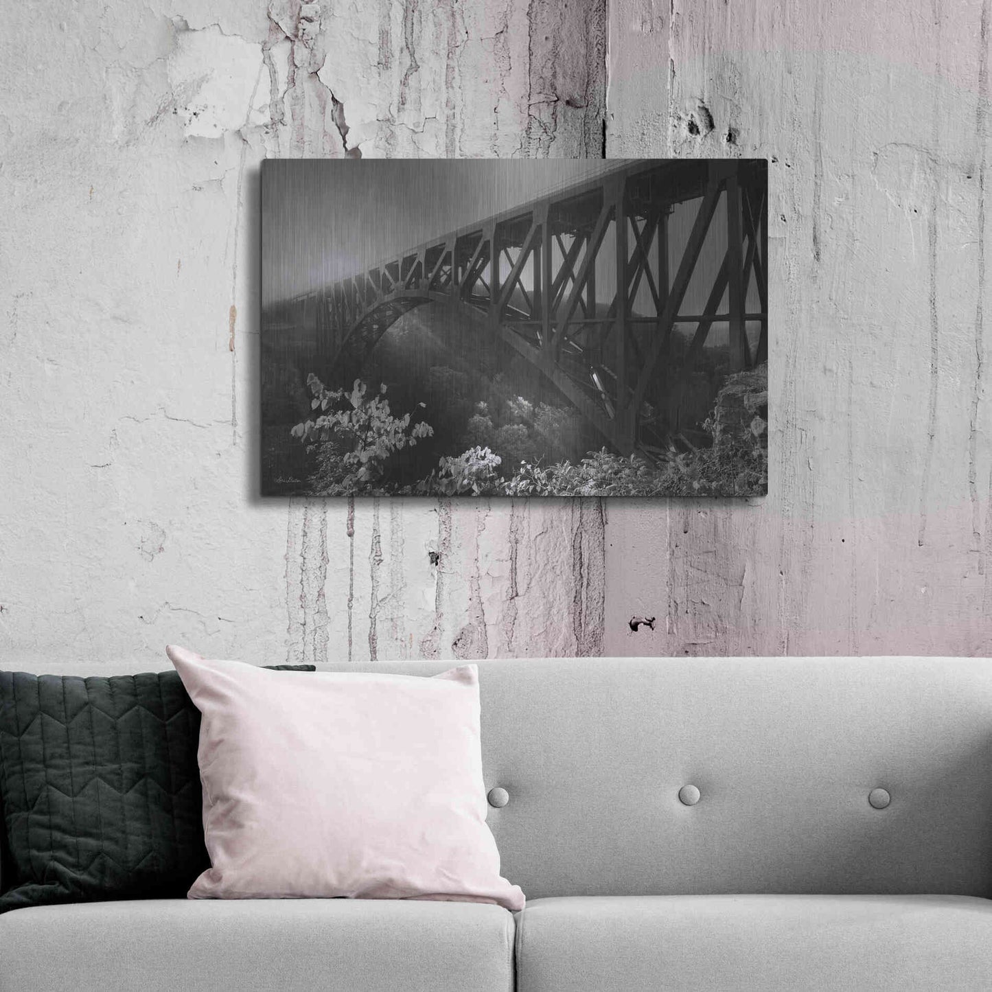 Luxe Metal Art 'Sunrise at Letchworth Black & White' by Lori Deiter, Metal Wall Art,36x24