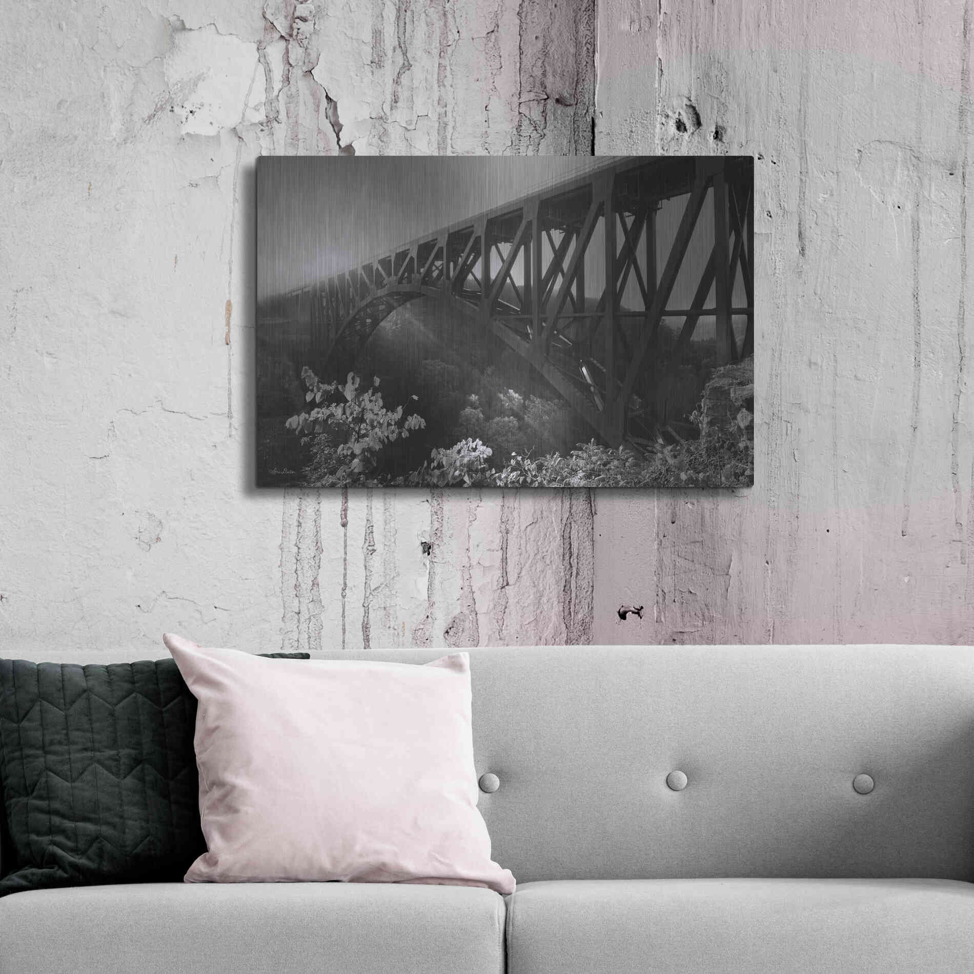 Luxe Metal Art 'Sunrise at Letchworth Black & White' by Lori Deiter, Metal Wall Art,36x24