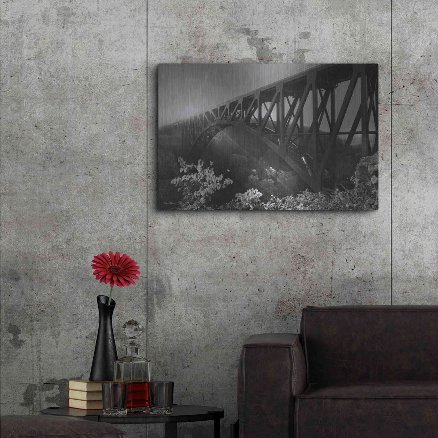 Luxe Metal Art 'Sunrise at Letchworth Black & White' by Lori Deiter, Metal Wall Art,36x24