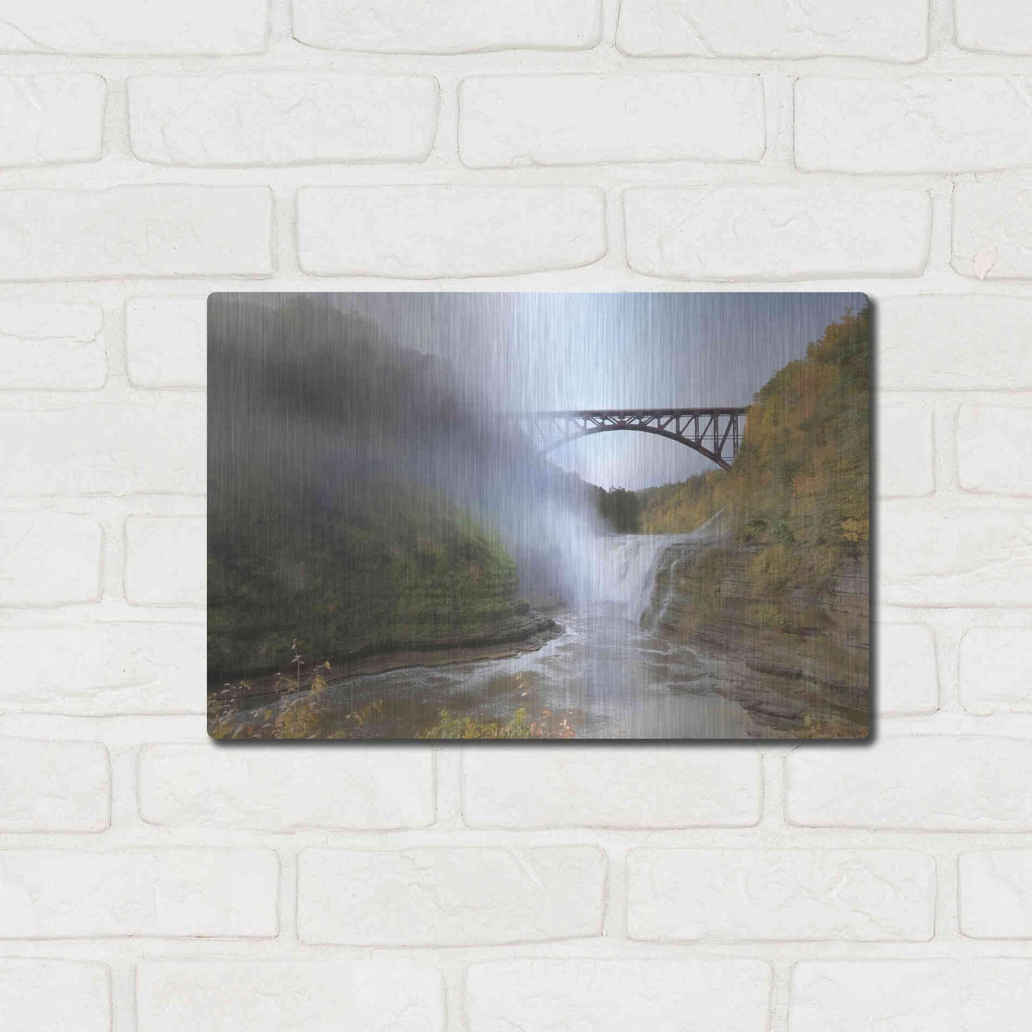 Luxe Metal Art 'Letchworth Upper Falls' by Lori Deiter, Metal Wall Art,16x12