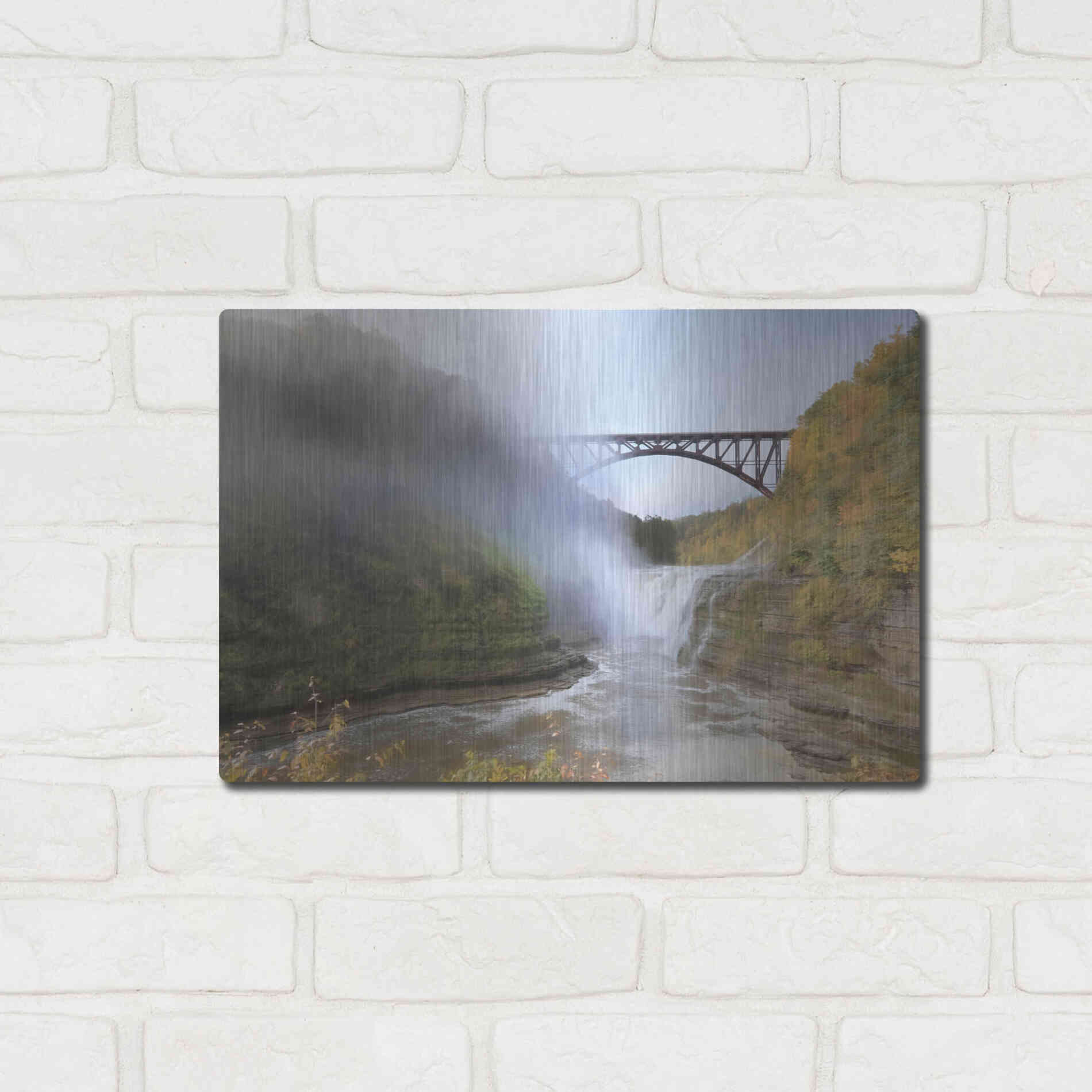 Luxe Metal Art 'Letchworth Upper Falls' by Lori Deiter, Metal Wall Art,16x12