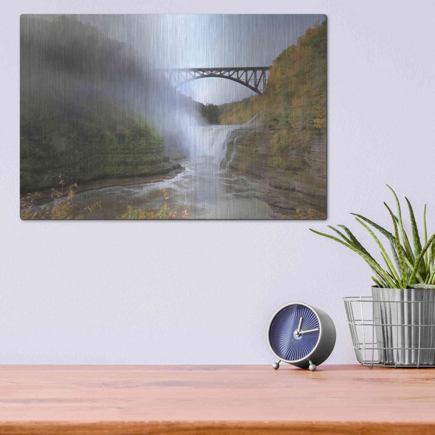 Luxe Metal Art 'Letchworth Upper Falls' by Lori Deiter, Metal Wall Art,16x12