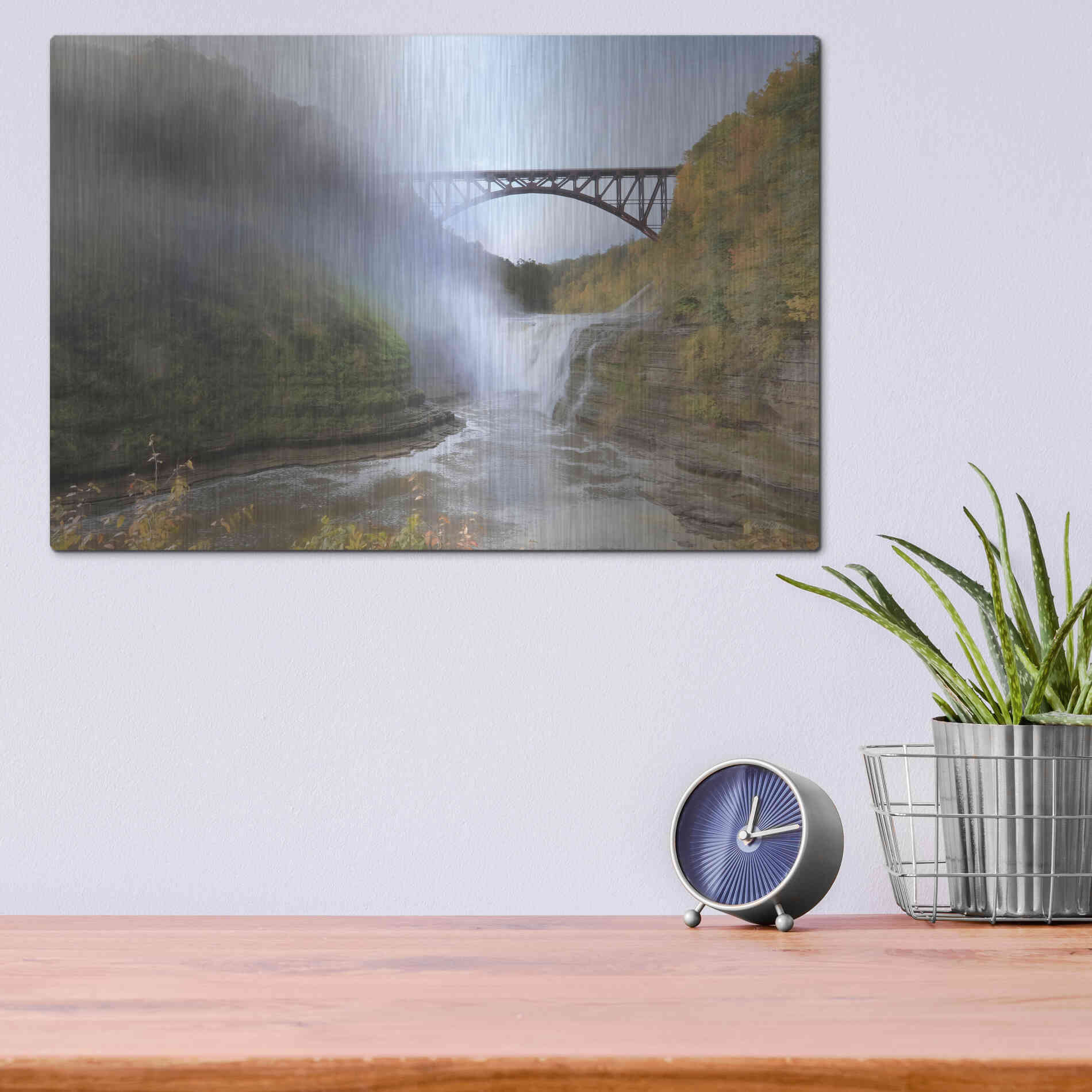 Luxe Metal Art 'Letchworth Upper Falls' by Lori Deiter, Metal Wall Art,16x12