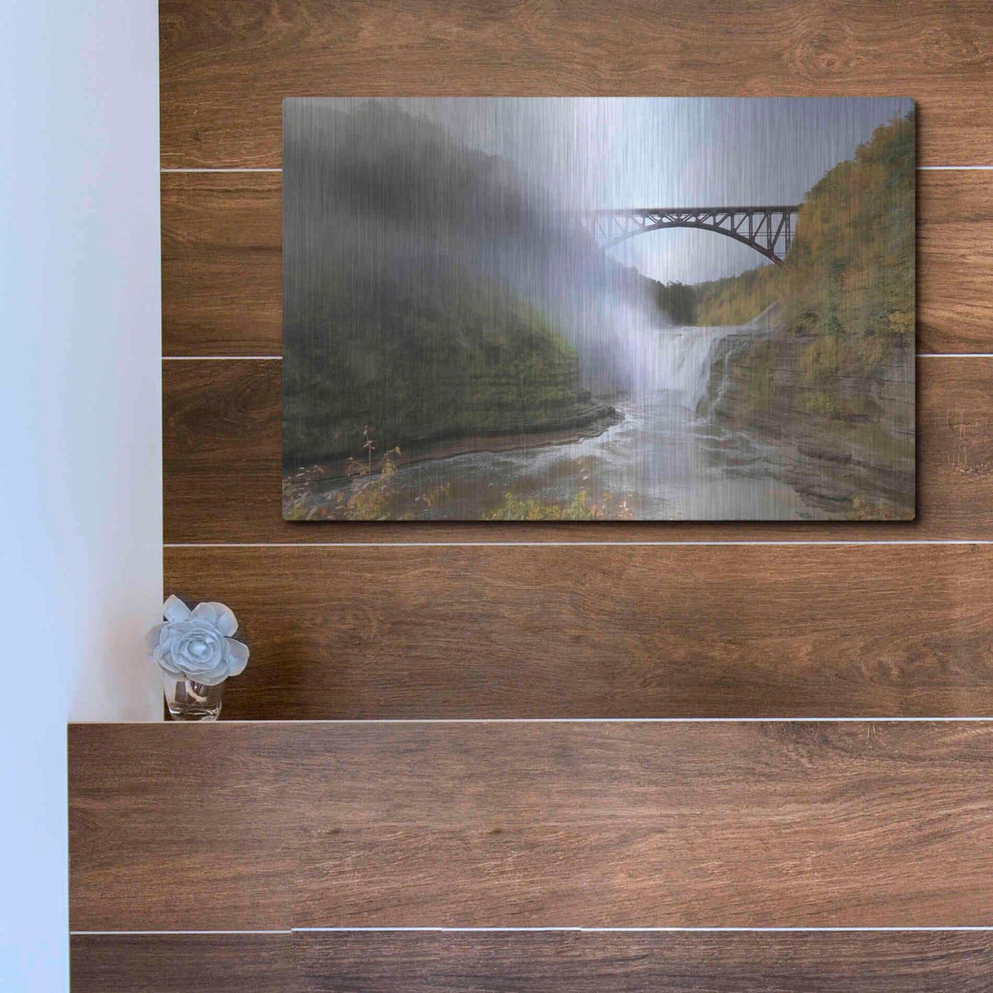 Luxe Metal Art 'Letchworth Upper Falls' by Lori Deiter, Metal Wall Art,16x12