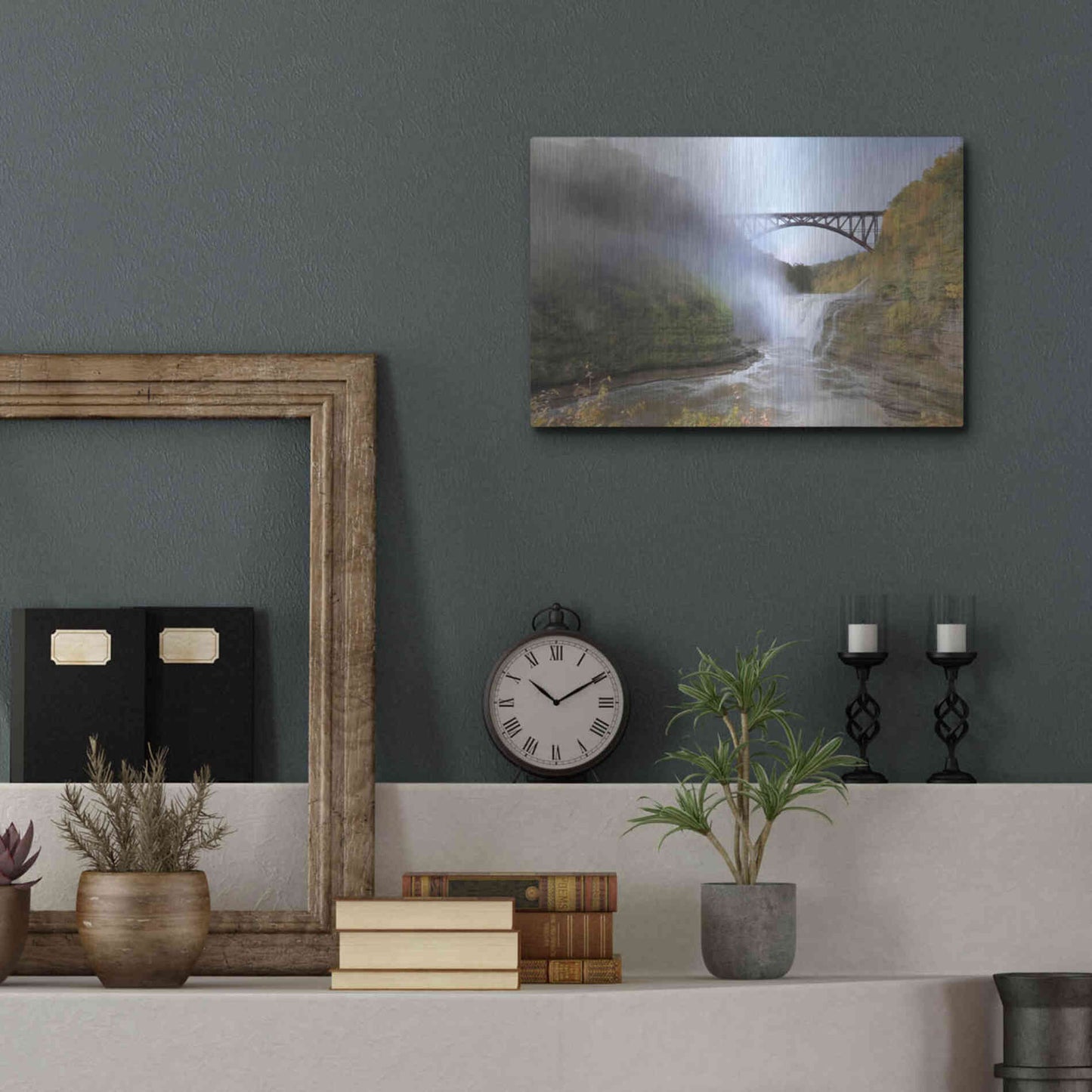 Luxe Metal Art 'Letchworth Upper Falls' by Lori Deiter, Metal Wall Art,16x12