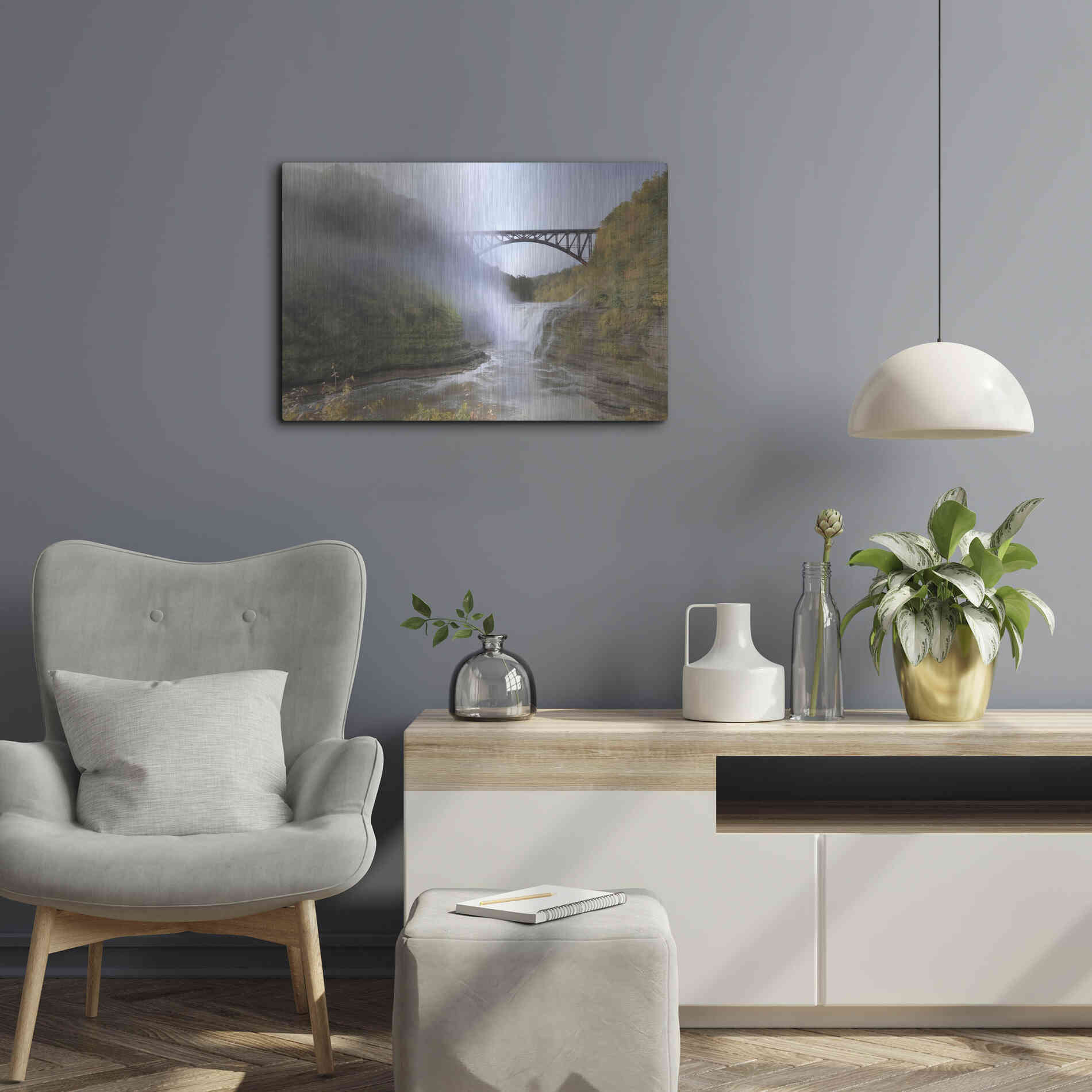 Luxe Metal Art 'Letchworth Upper Falls' by Lori Deiter, Metal Wall Art,24x16