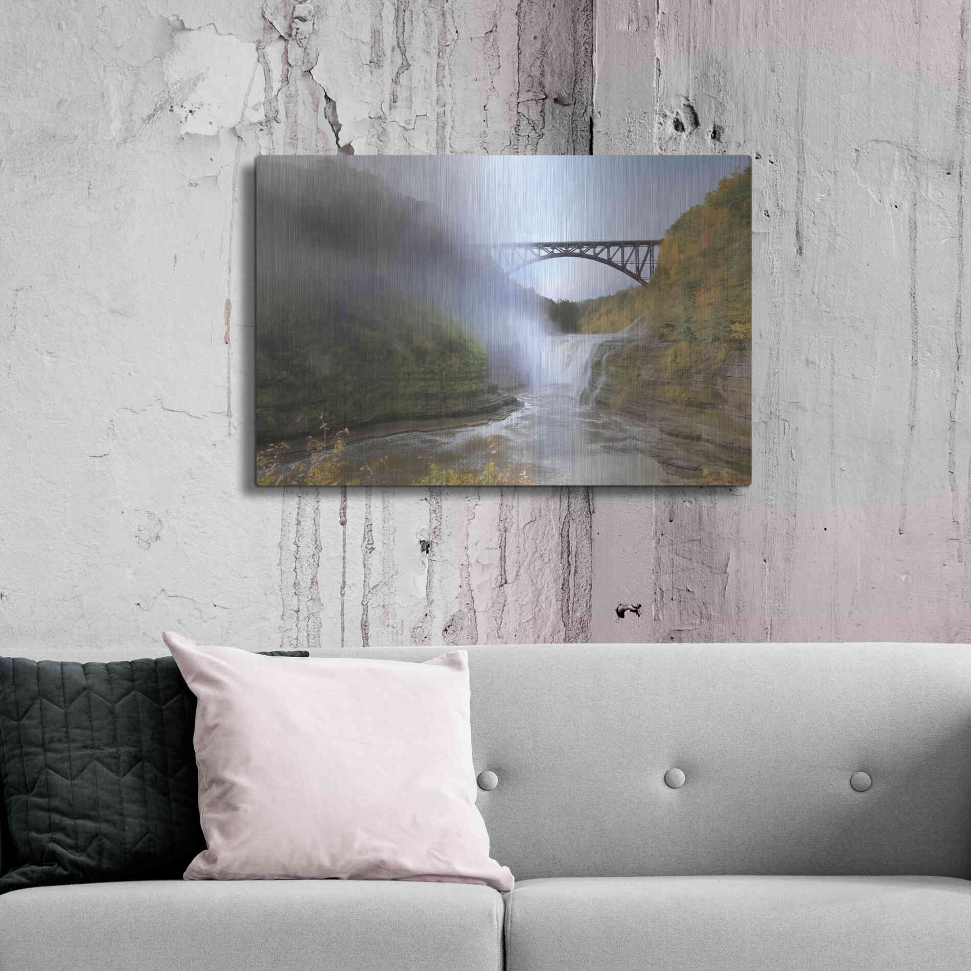 Luxe Metal Art 'Letchworth Upper Falls' by Lori Deiter, Metal Wall Art,36x24