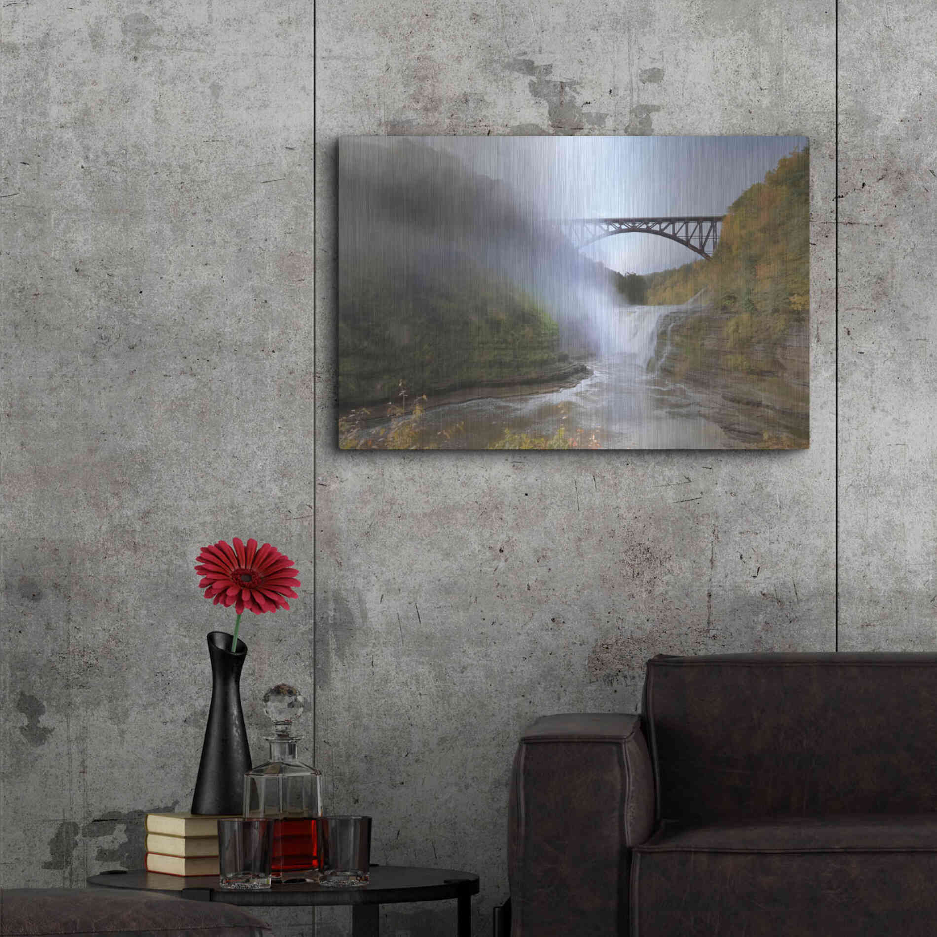 Luxe Metal Art 'Letchworth Upper Falls' by Lori Deiter, Metal Wall Art,36x24