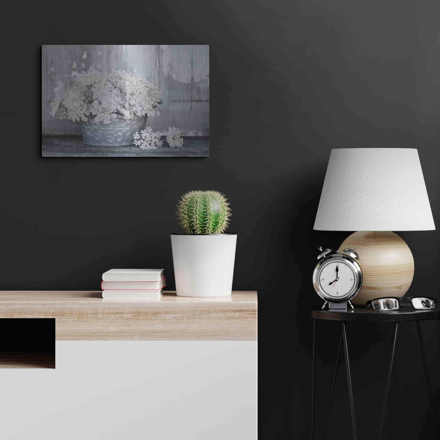 Luxe Metal Art 'Queen Anne's Lace I' by Lori Deiter, Metal Wall Art,24x16