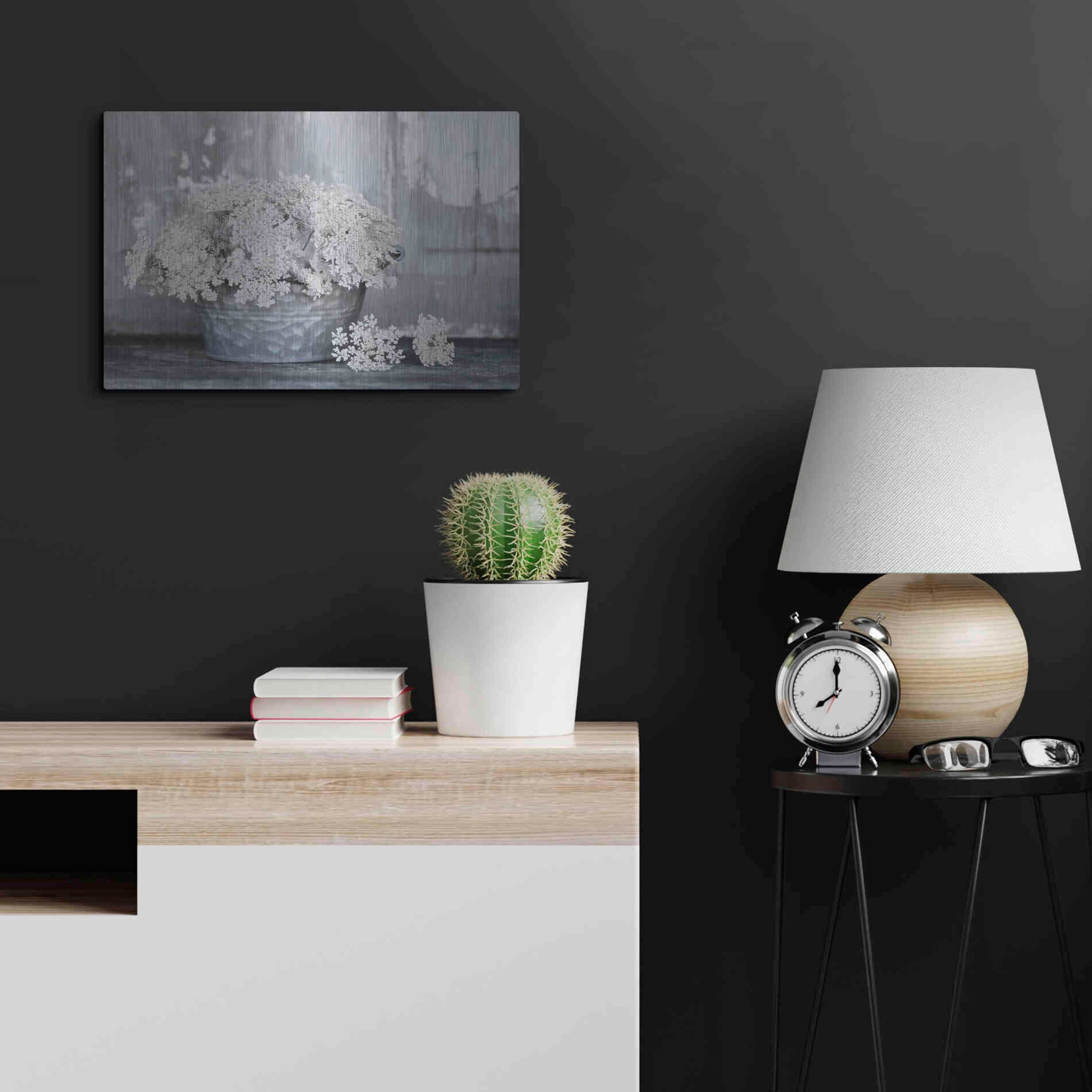 Luxe Metal Art 'Queen Anne's Lace I' by Lori Deiter, Metal Wall Art,24x16
