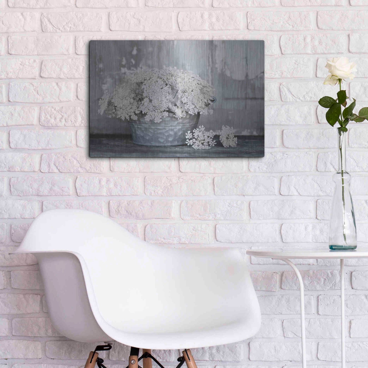 Luxe Metal Art 'Queen Anne's Lace I' by Lori Deiter, Metal Wall Art,24x16